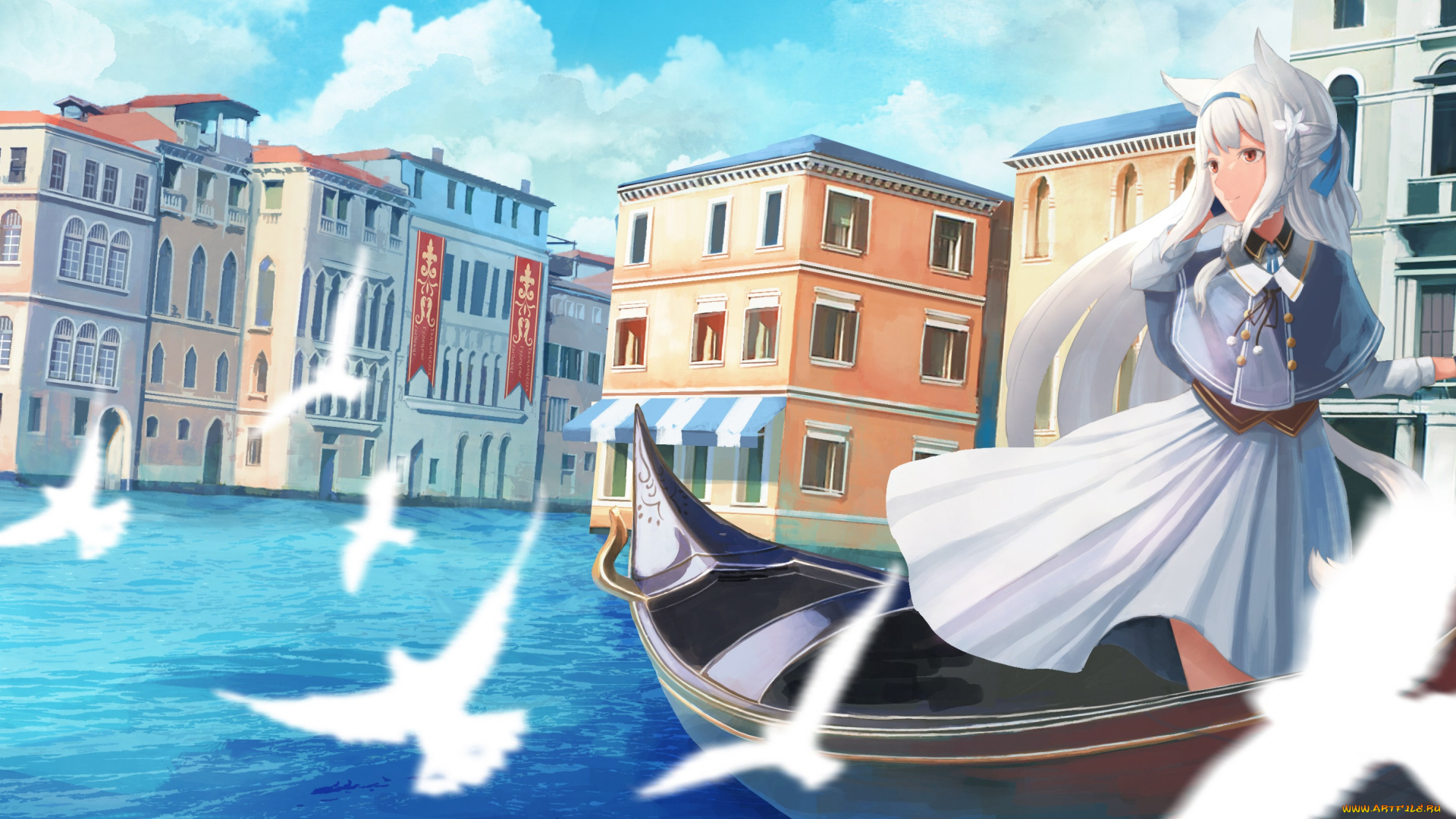 аниме, животные, , существа, девушка