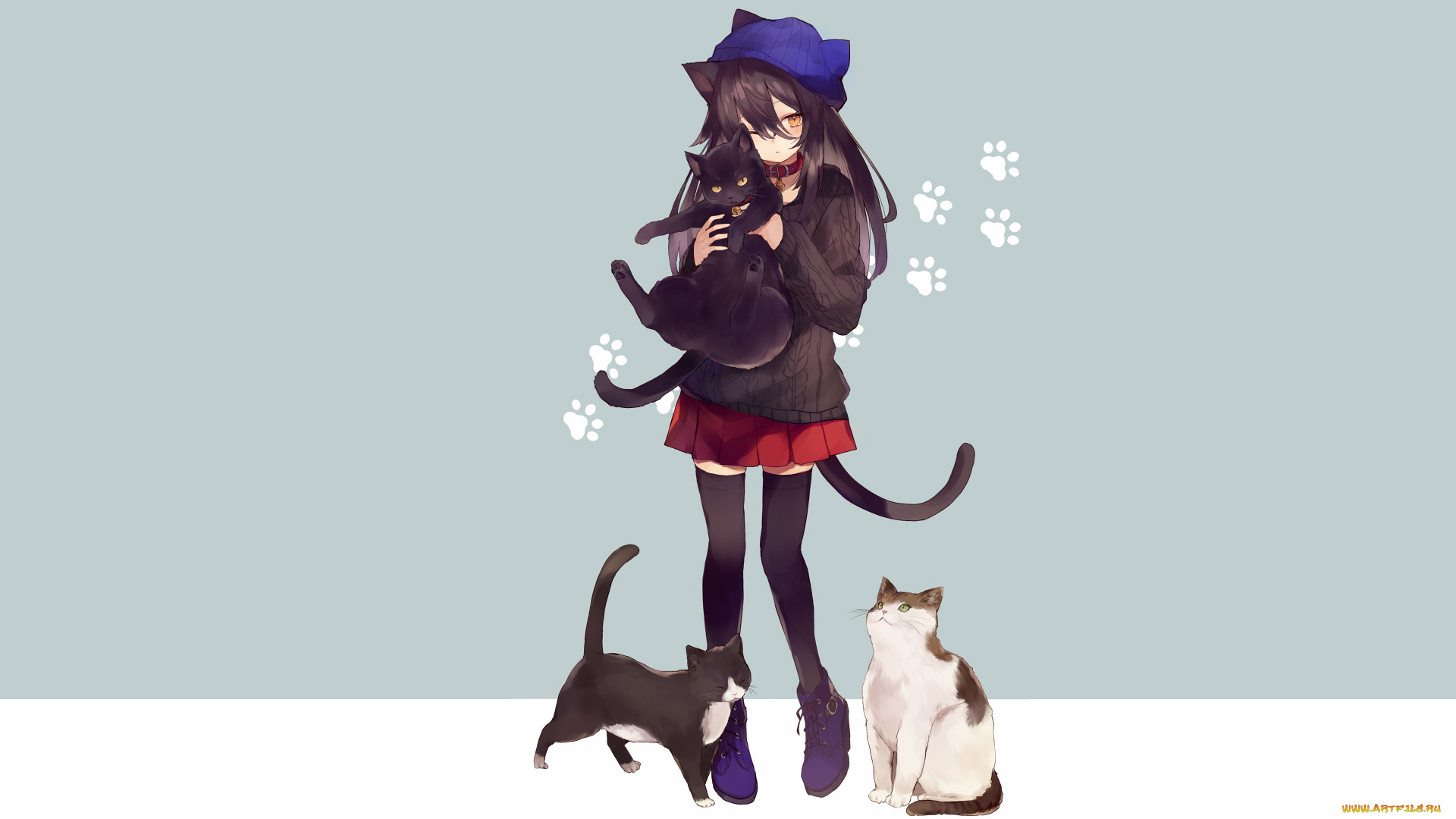 аниме, животные, , существа, девушка