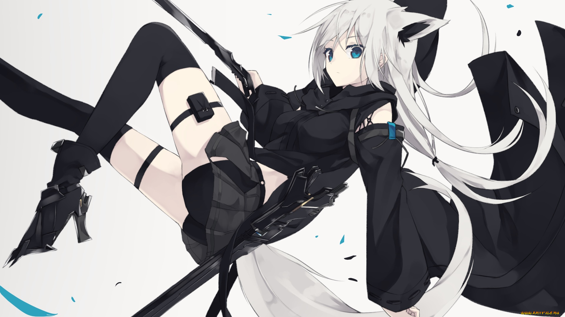 аниме, животные, , существа, девушка, фон, взгляд