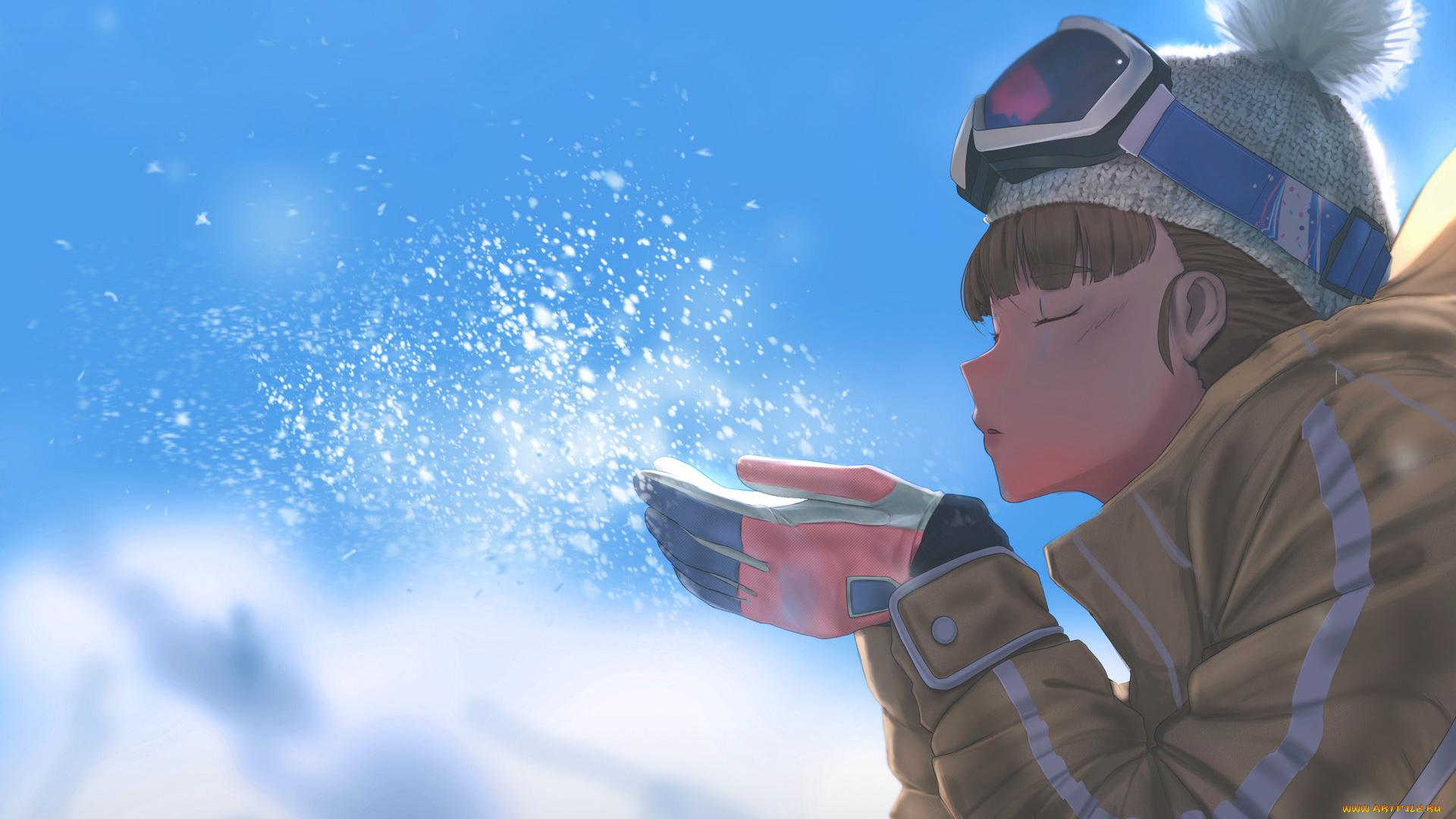 аниме, зима, , новый, год, , рождество, девочка