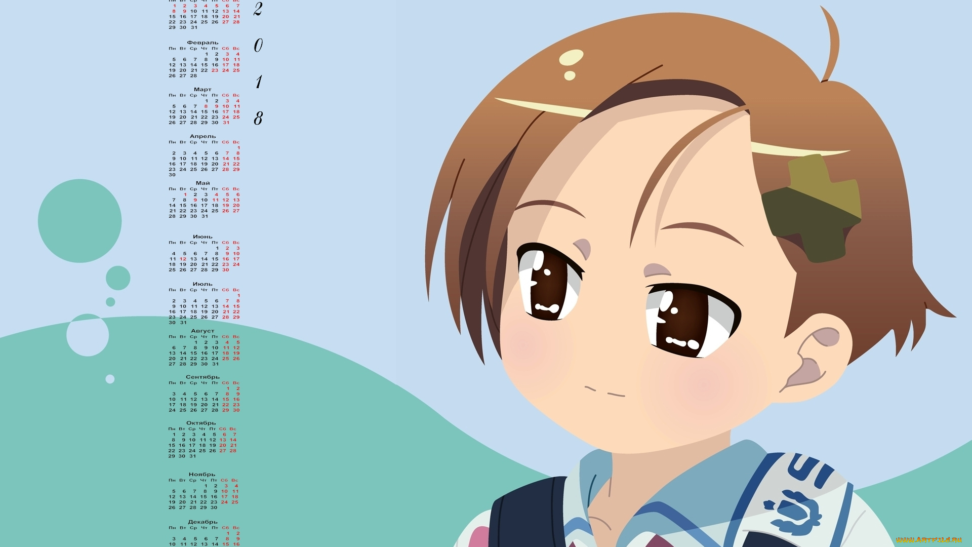 календари, аниме, девочка, взгляд, 2018
