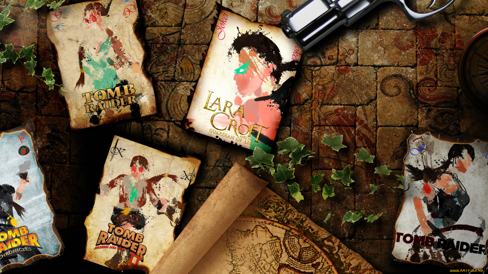 видео, игры, tomb, raider, , other, пистолет, фон, карты