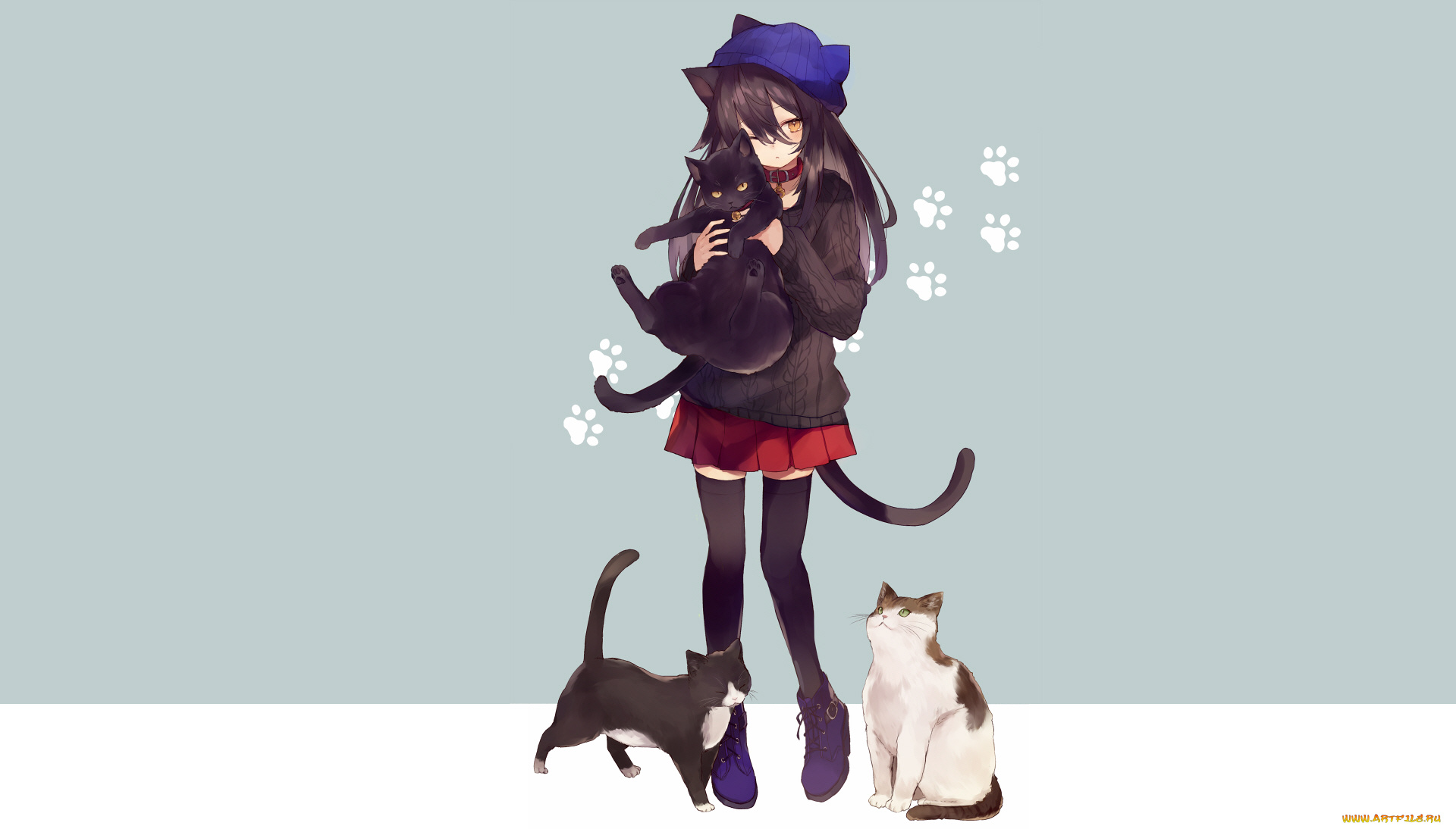 аниме, животные, , существа, девушка