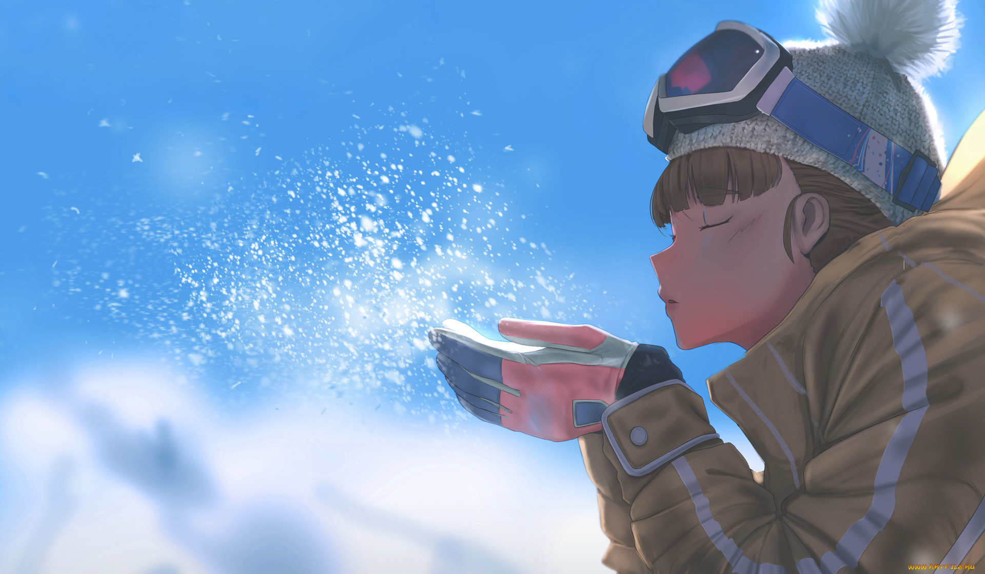 аниме, зима, , новый, год, , рождество, девочка