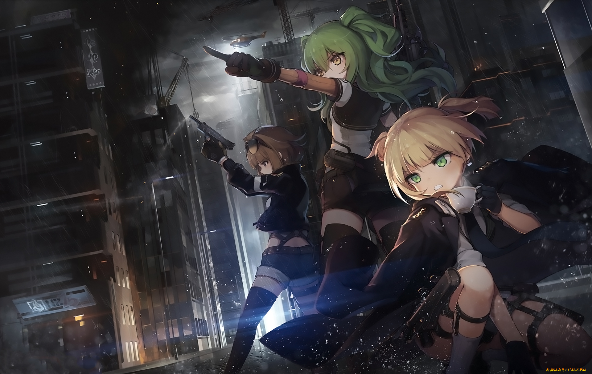 аниме, girls, frontline, фон, взгляд, девушки