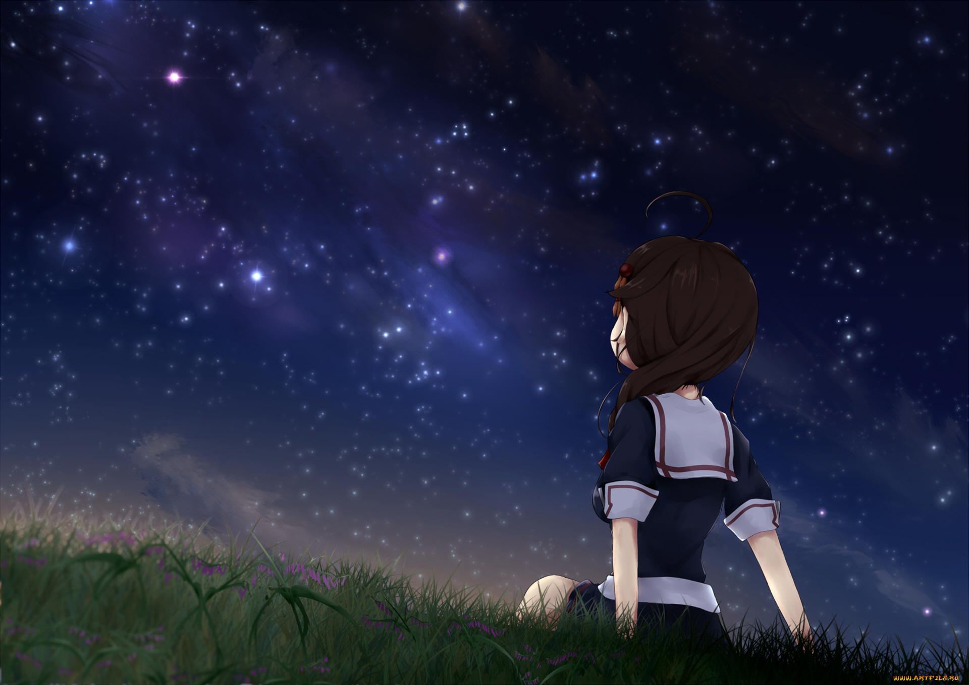 аниме, kantai, collection, ночь