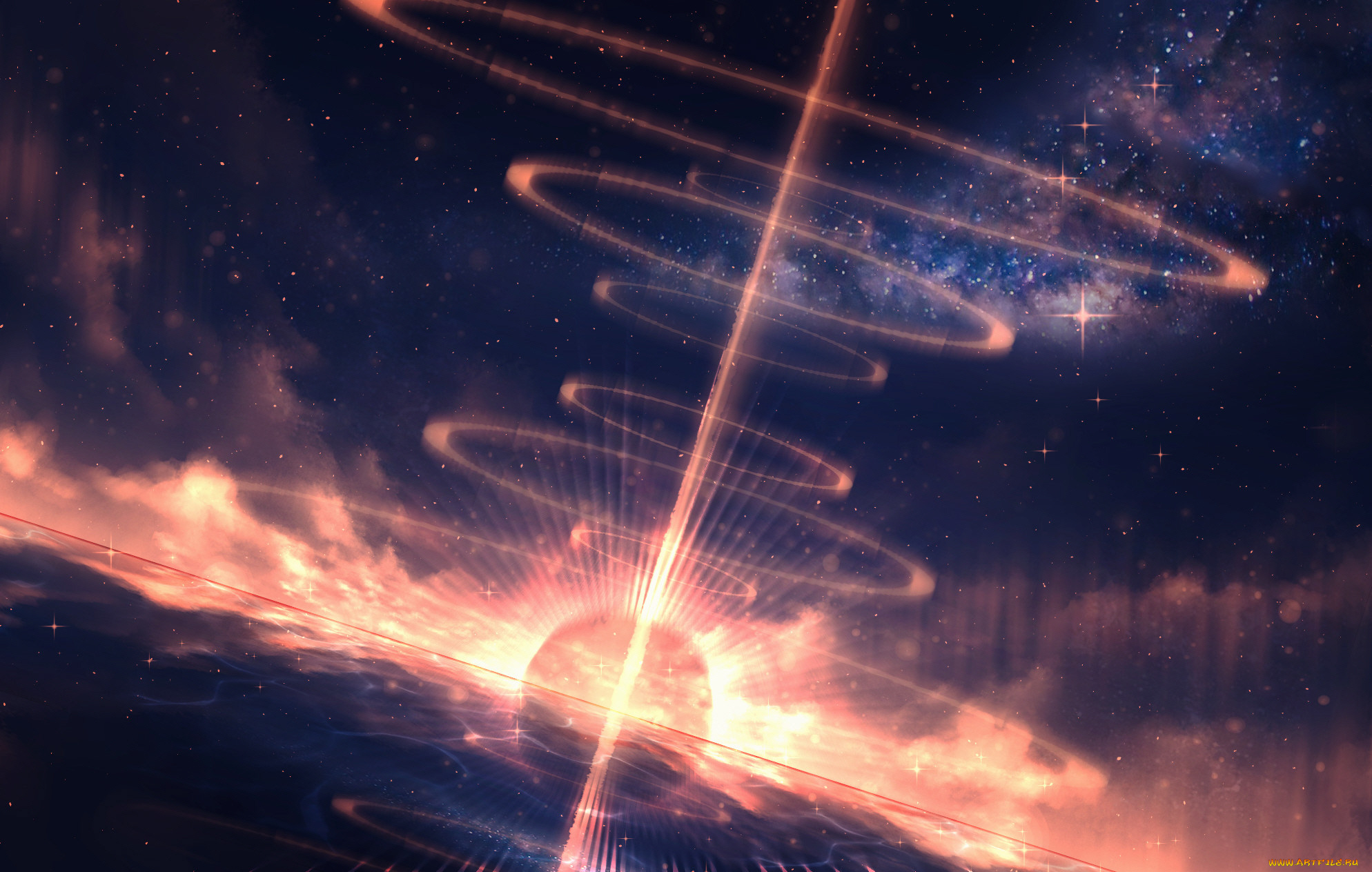 аниме, пейзажи, , природа, космос