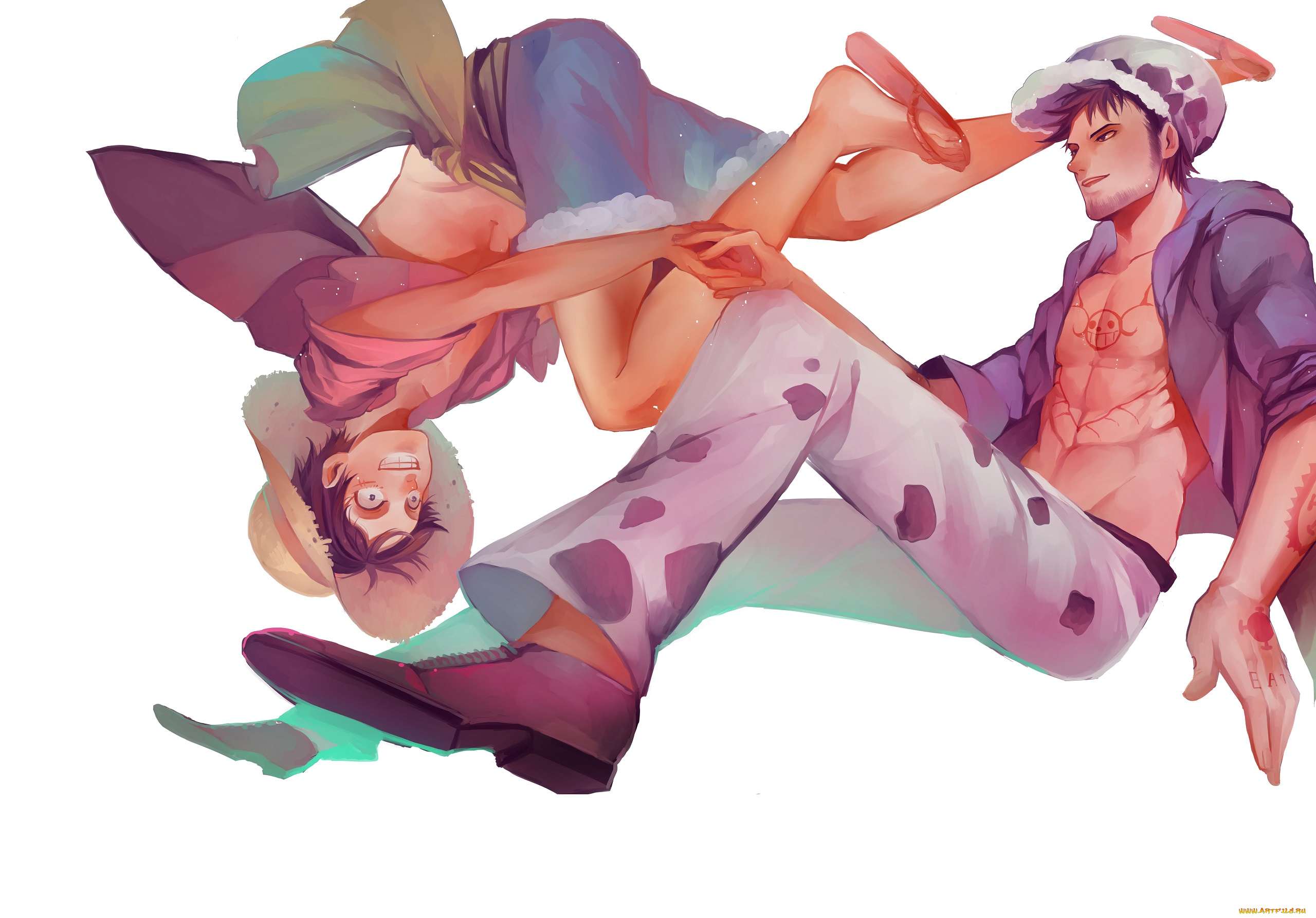 аниме, one, piece, law, luffy