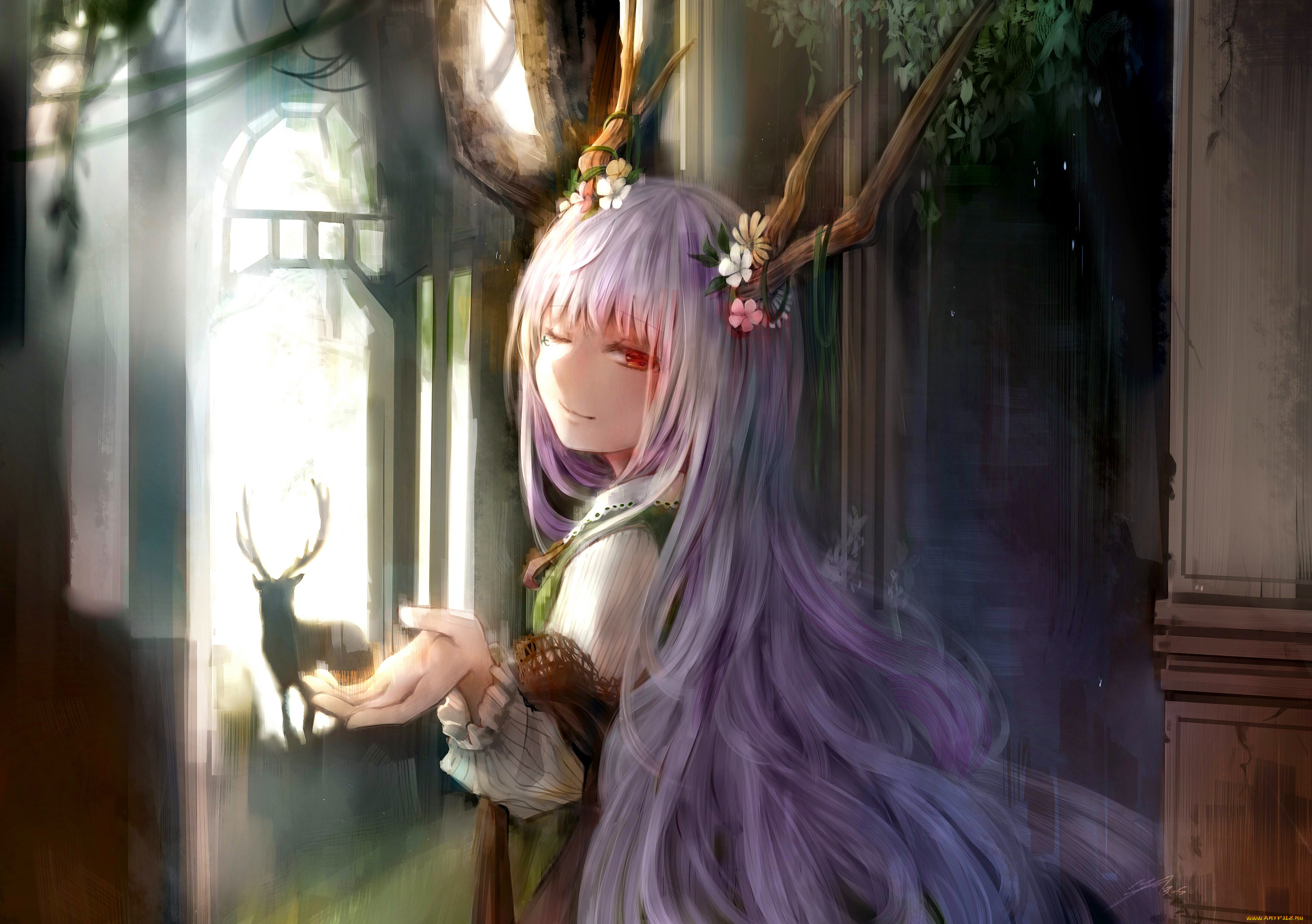 аниме, животные, , существа, девочка