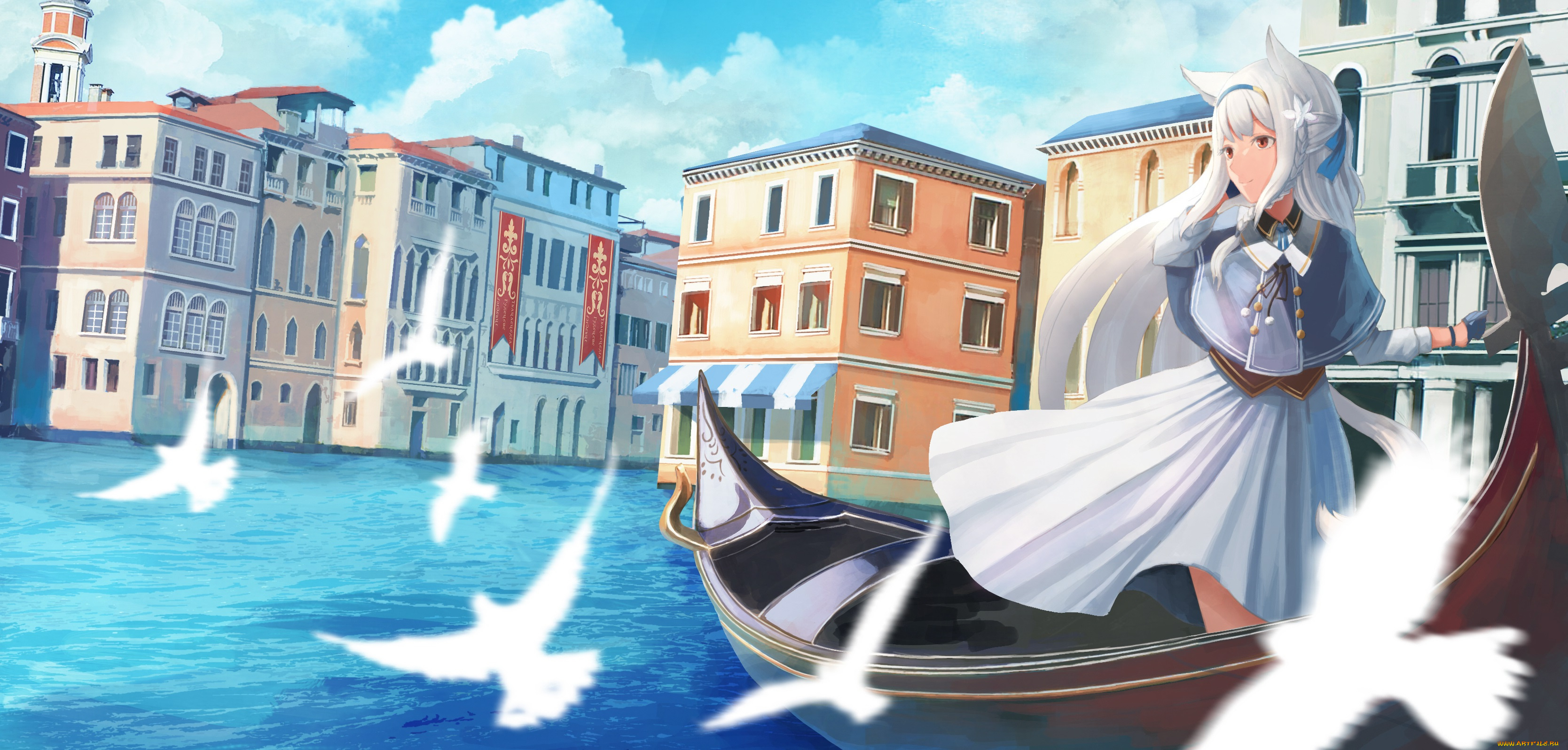 аниме, животные, , существа, девушка