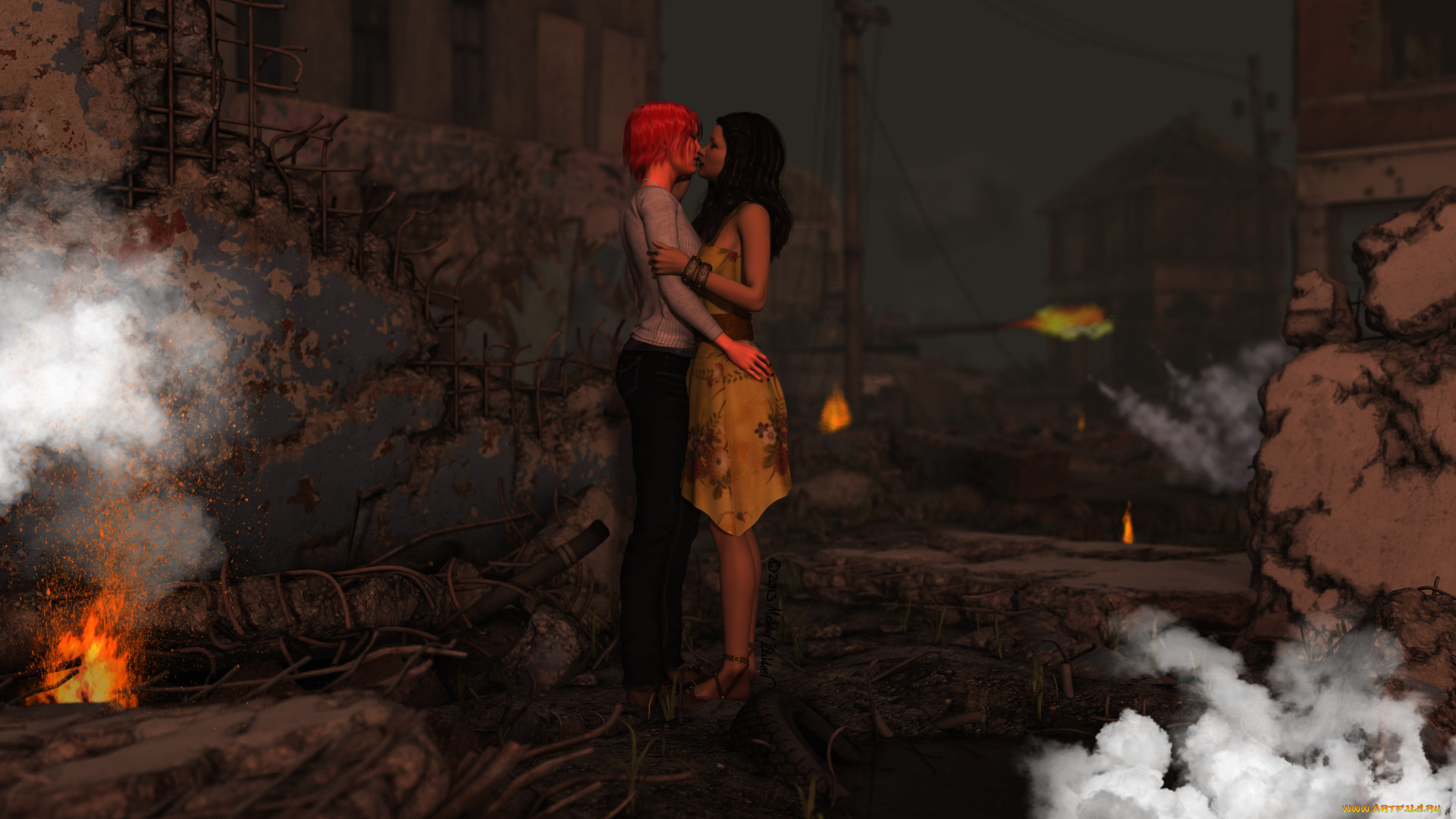 3д, графика, фантазия, , fantasy, девушка, фон, взгляд