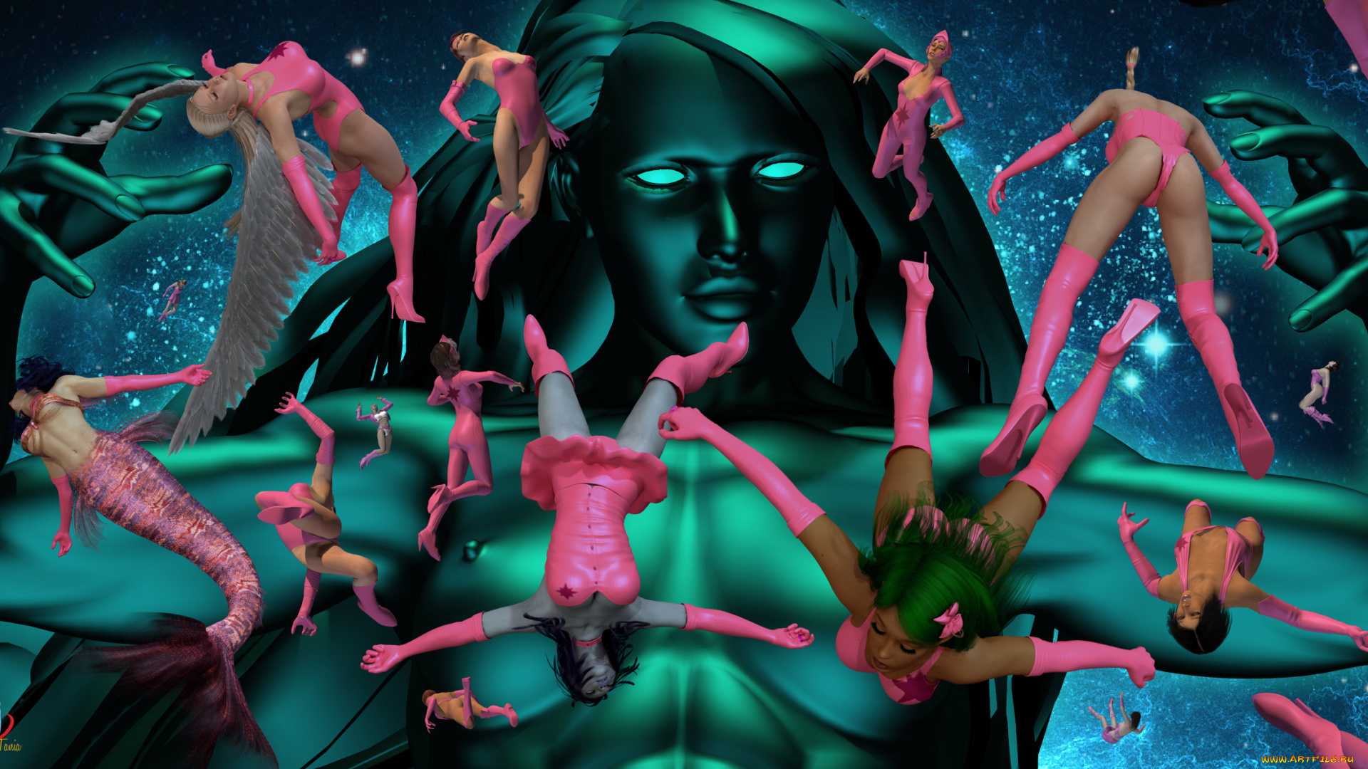 3д, графика, фантазия, , fantasy, фон, взгляд, девушки