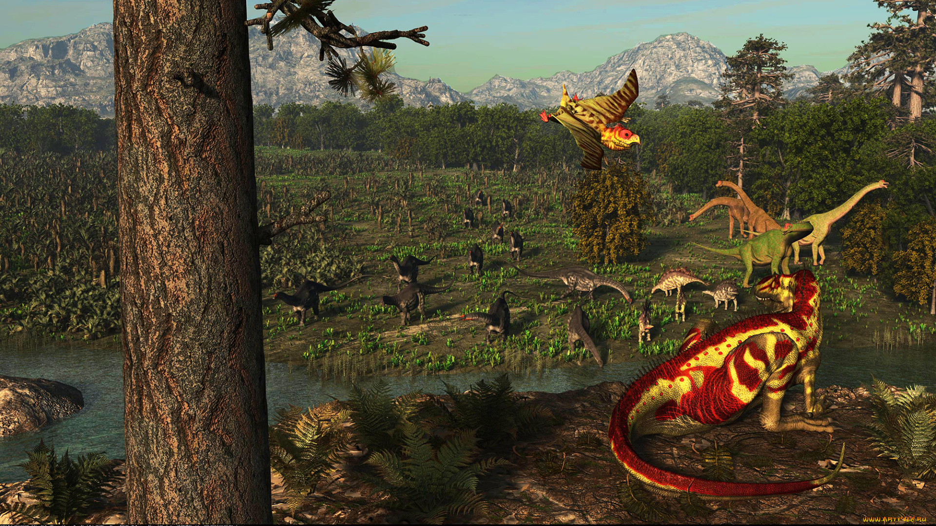 3д, графика, животные, , animals, природа, динозавры