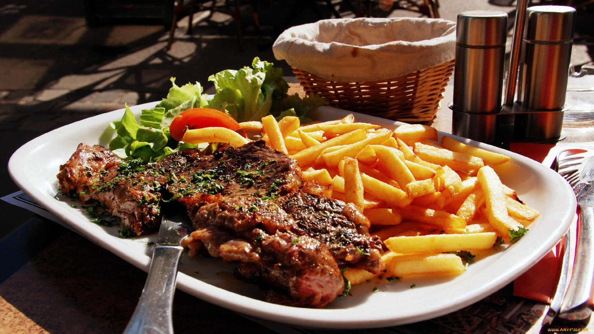 еда, мясные, блюда, картофель, отбивная, мясо