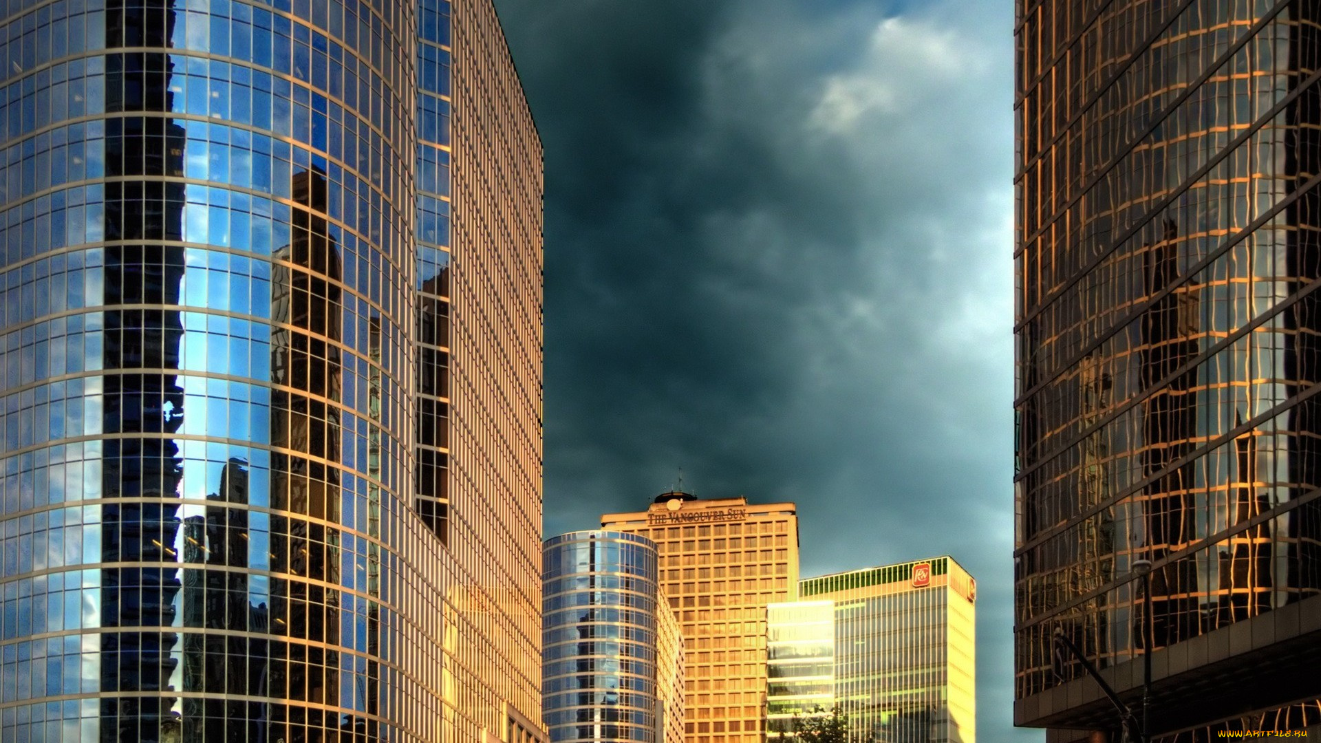 города, ванкувер, , канада, тучи, дома, здания