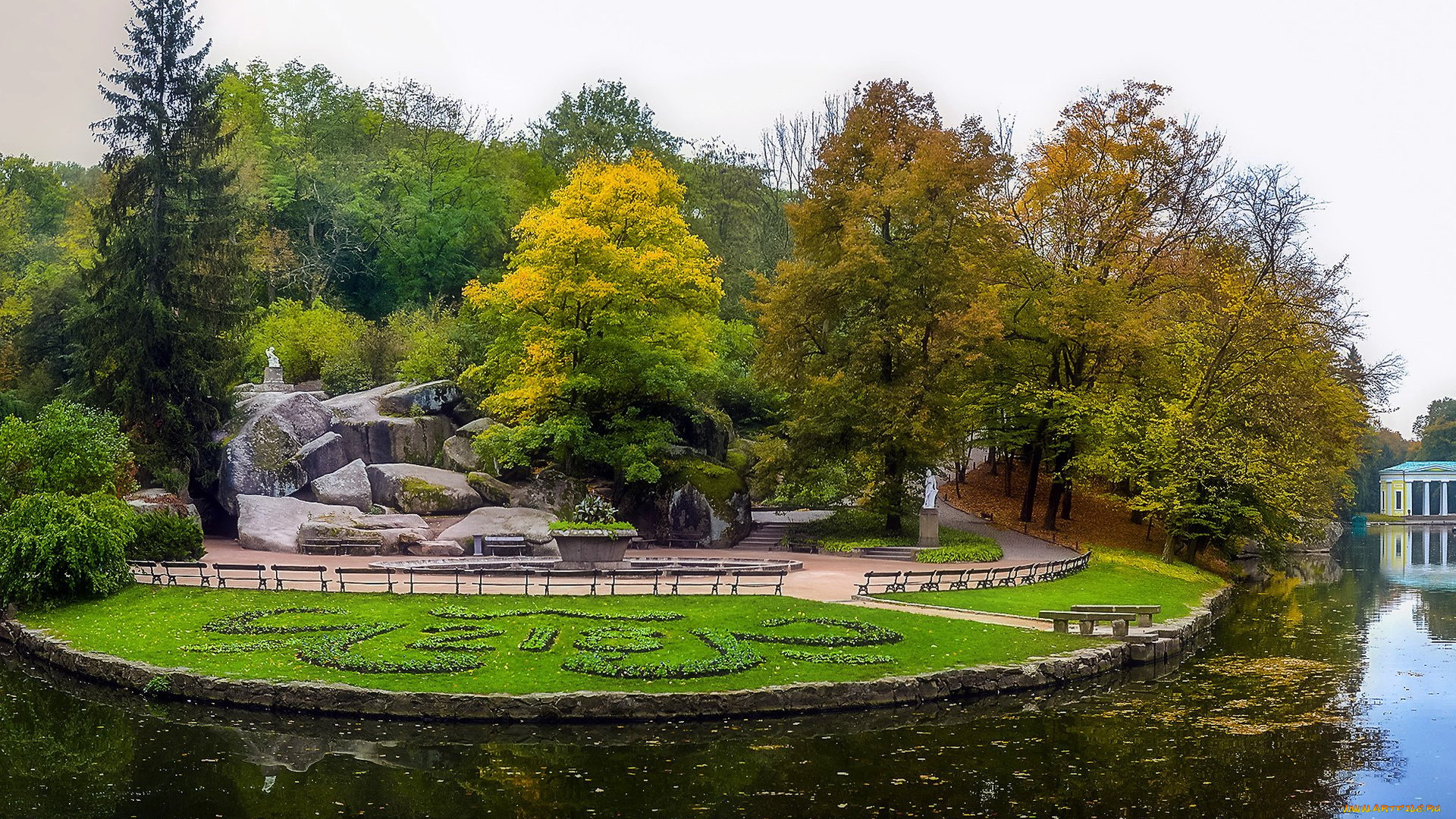 природа, парк, аллеи, озеро