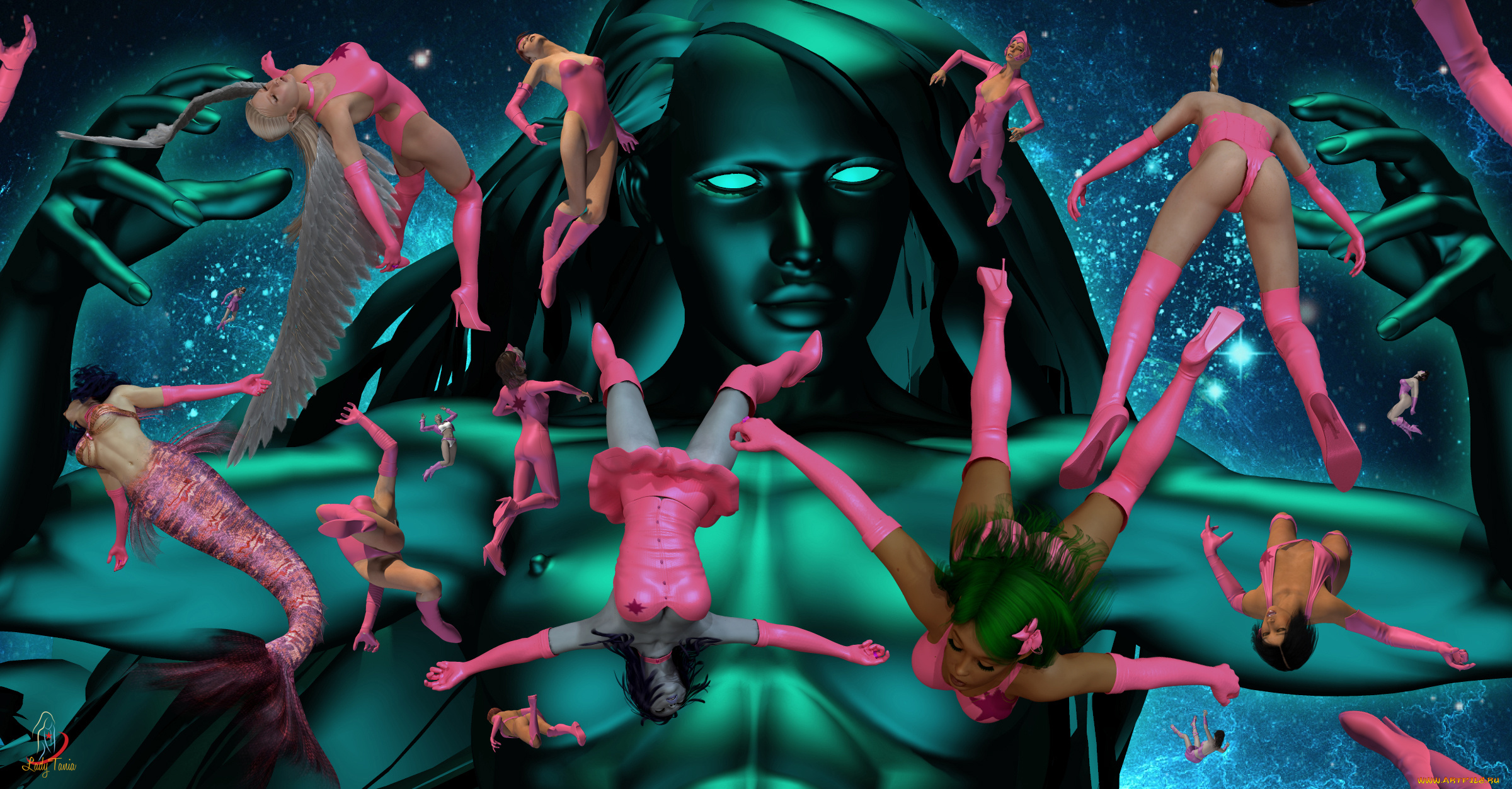 3д, графика, фантазия, , fantasy, фон, взгляд, девушки