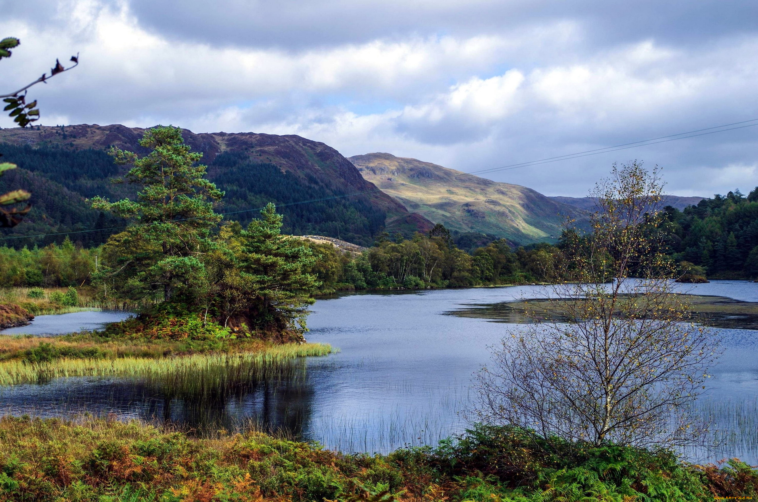 природа, реки, озера, река, островок, горы