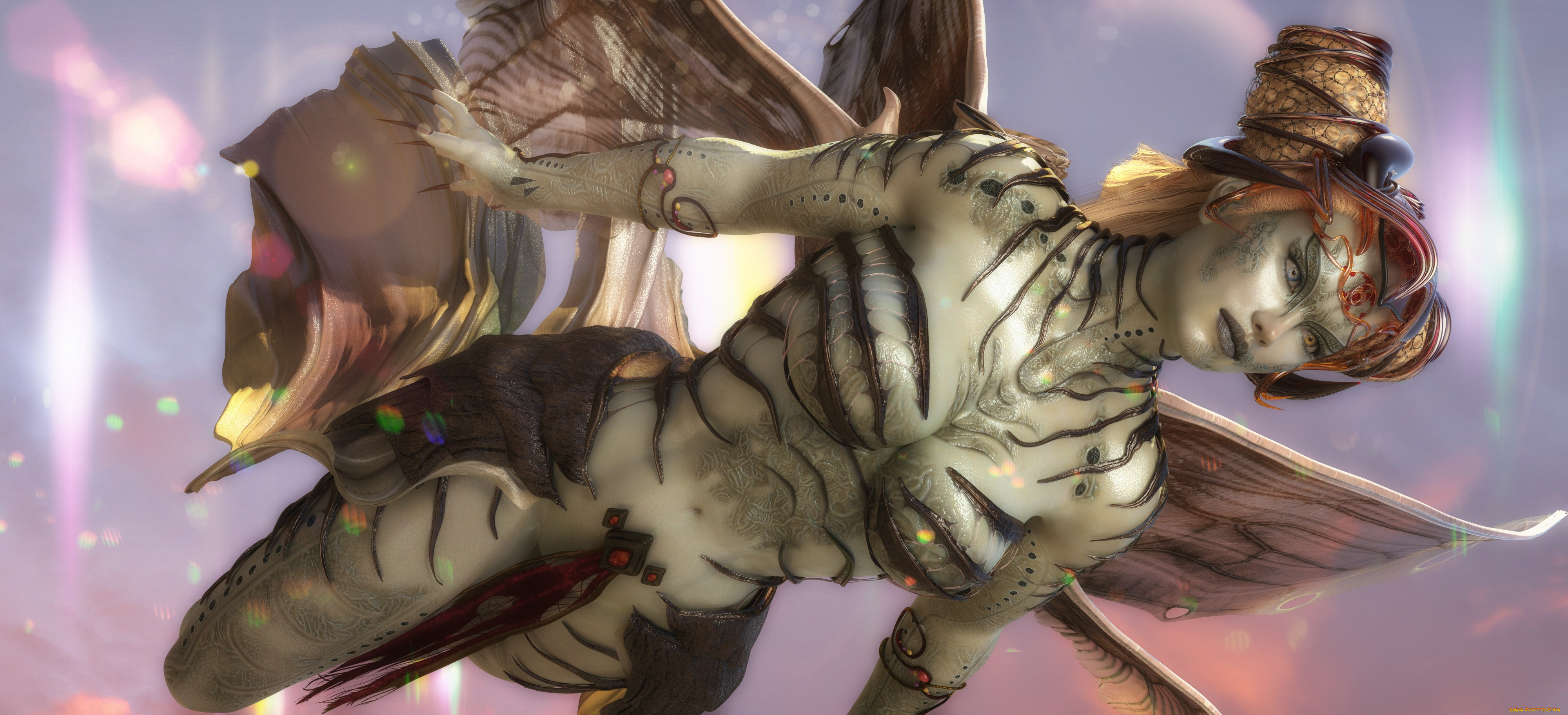 3д, графика, существа, , creatures, фон, взгляд, девушка