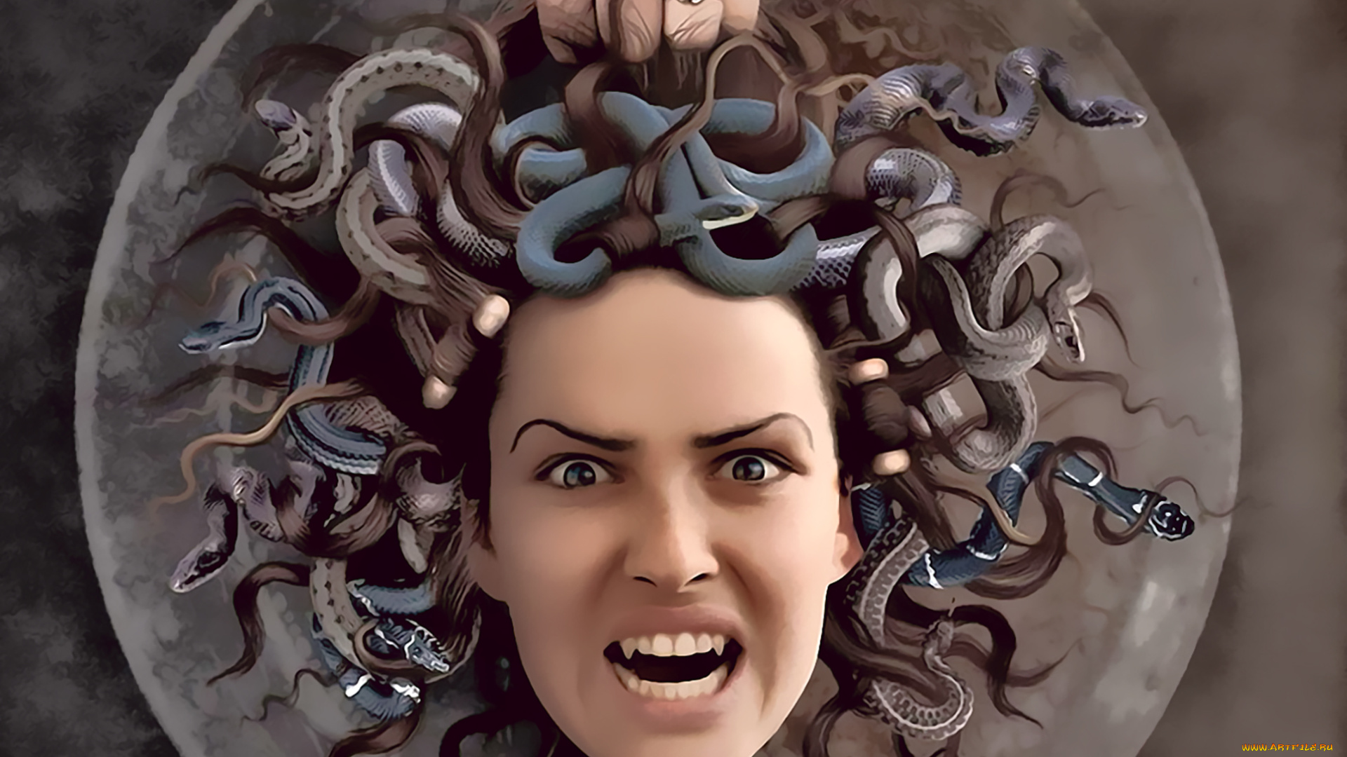 календари, фэнтези, голова, 2019, calendar, лицо, рука, змея