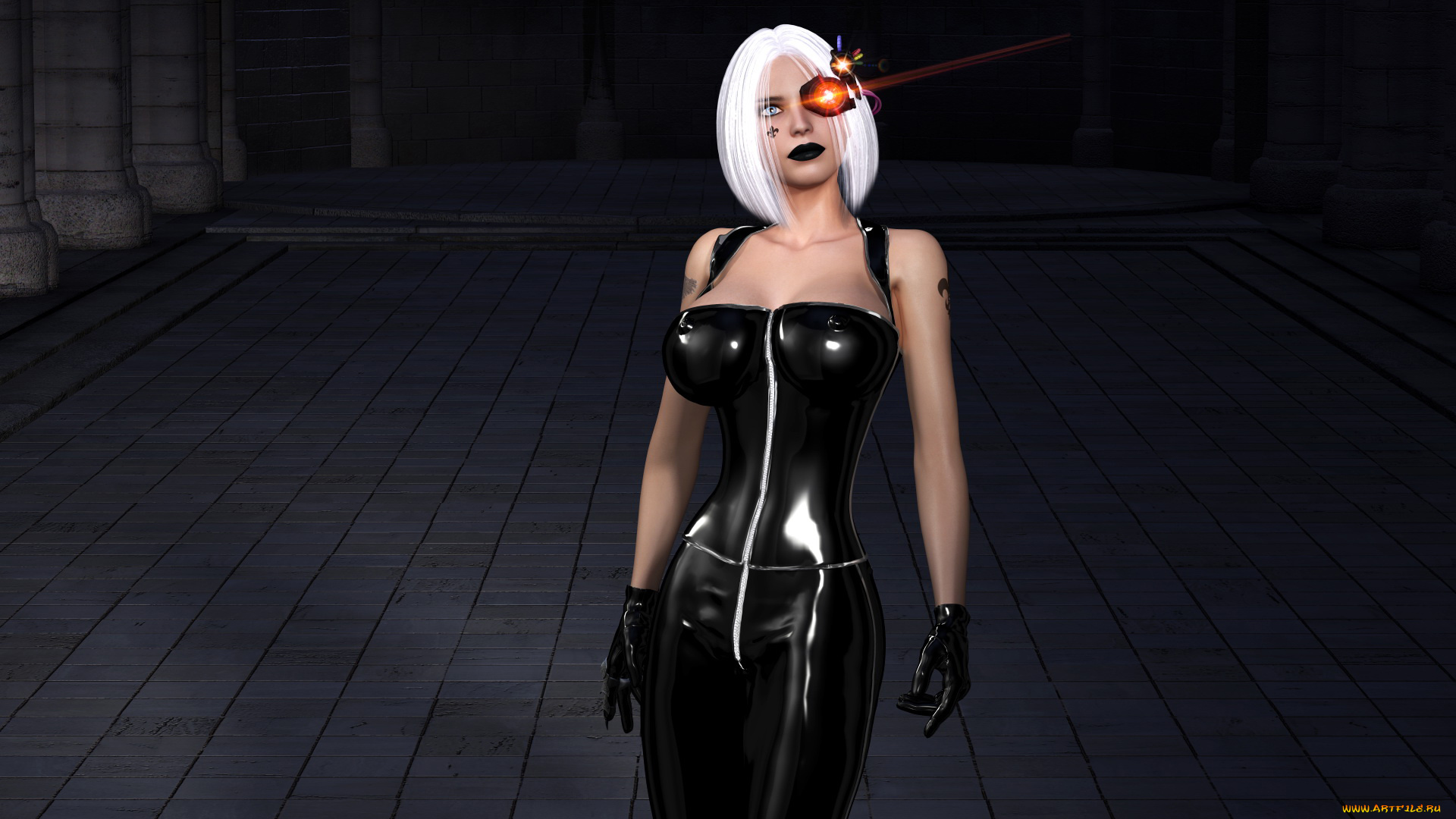 3д, графика, фантазия, , fantasy, девушка, фон, униформа, латекс