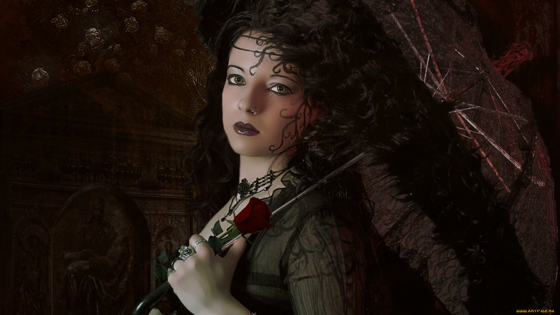 девушки, -, креатив, , косплей, зонтик