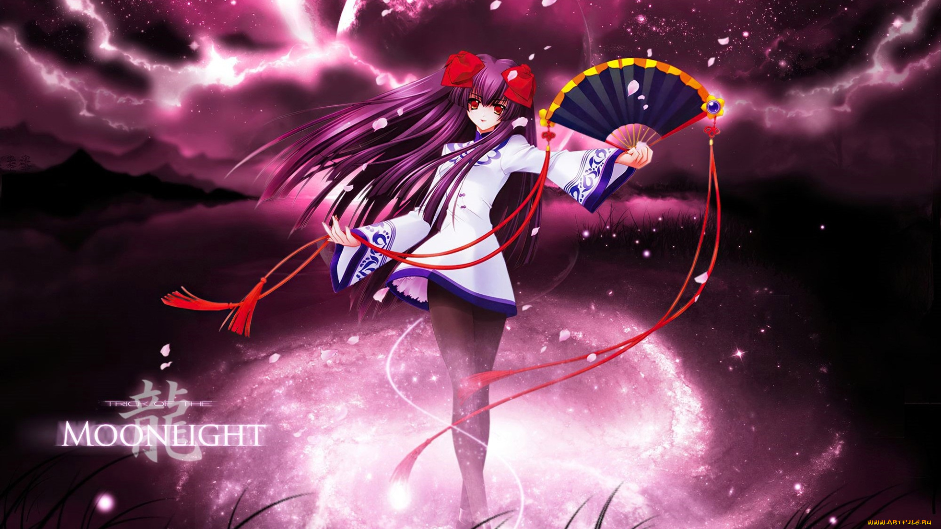 аниме, moonlight, lady, девочка, веер