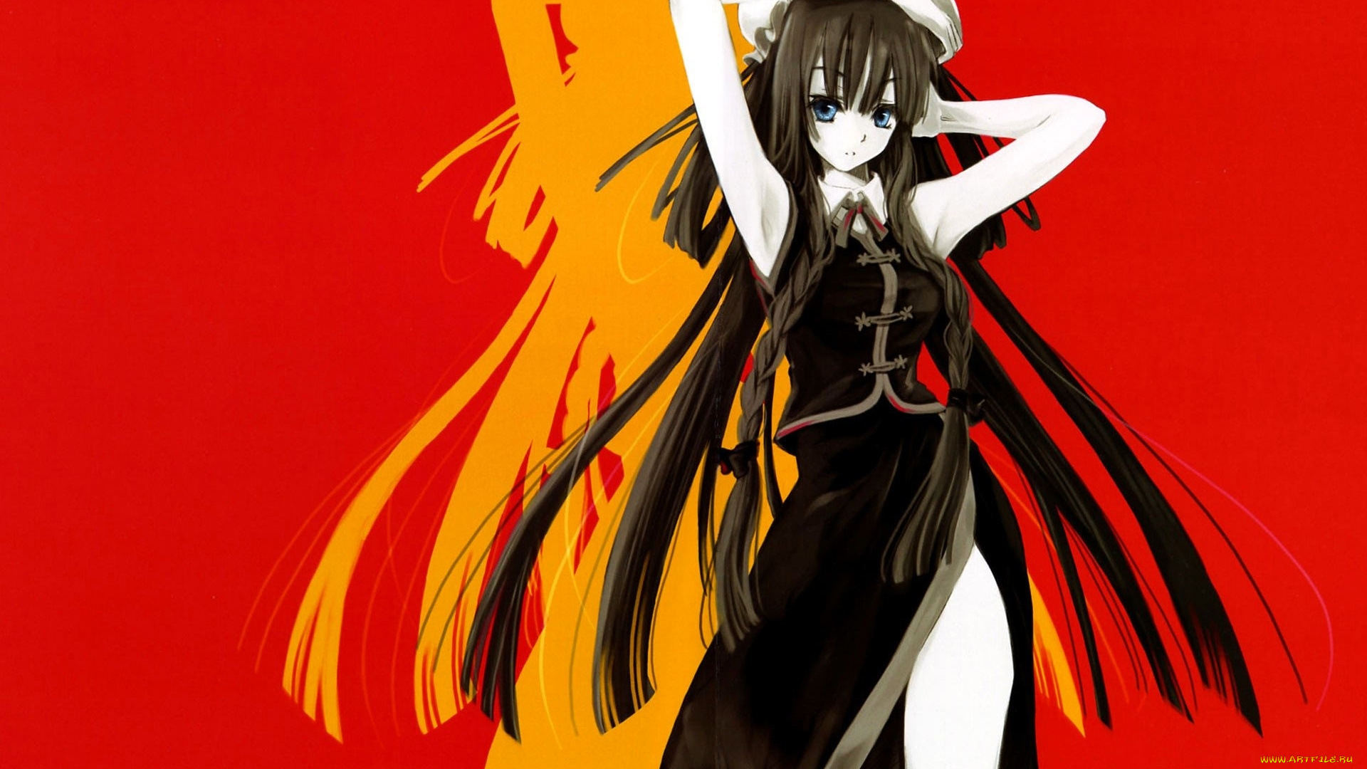 аниме, touhou, девушка, силуэт