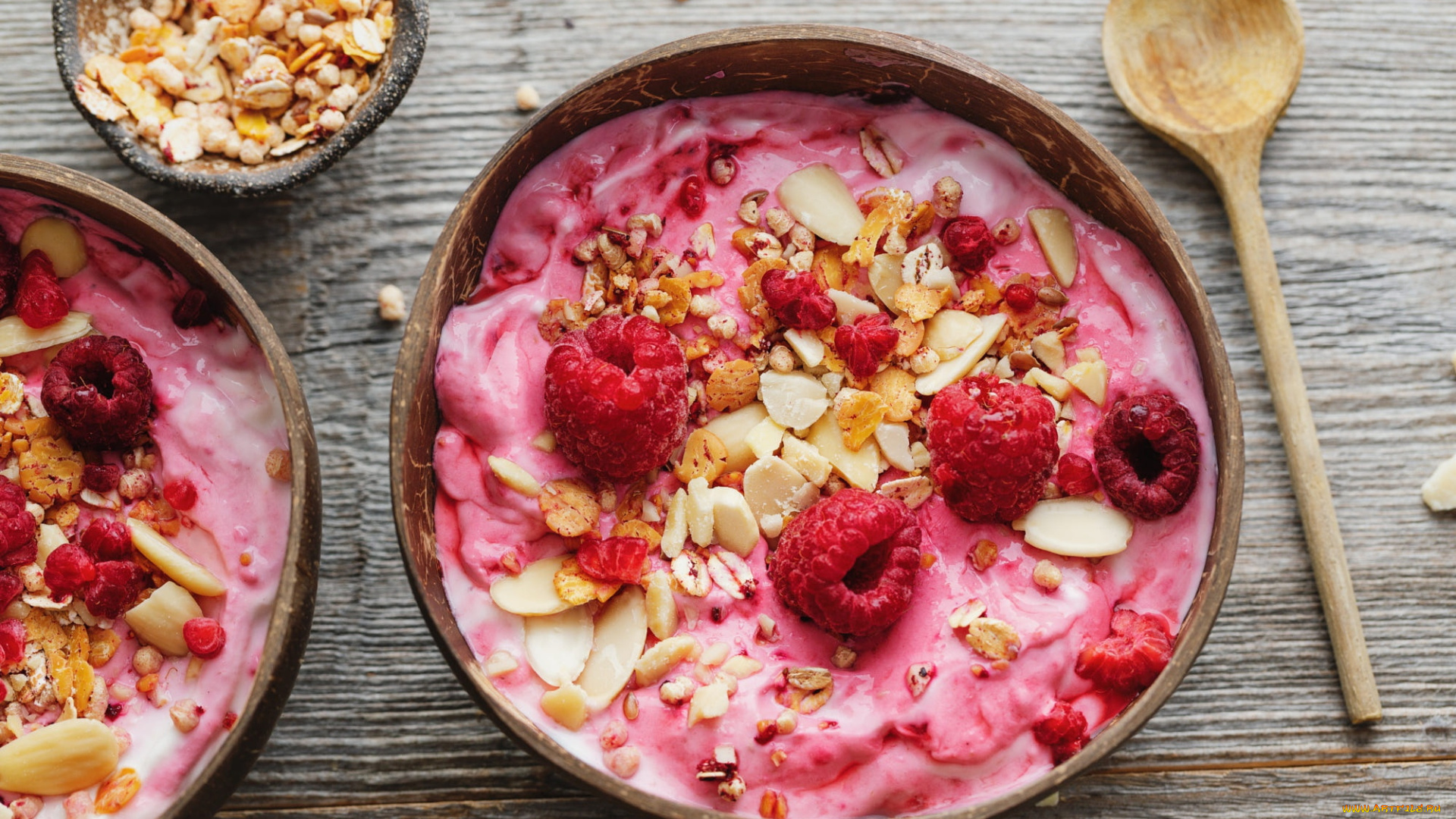 еда, мюсли, , хлопья, малина, орехи