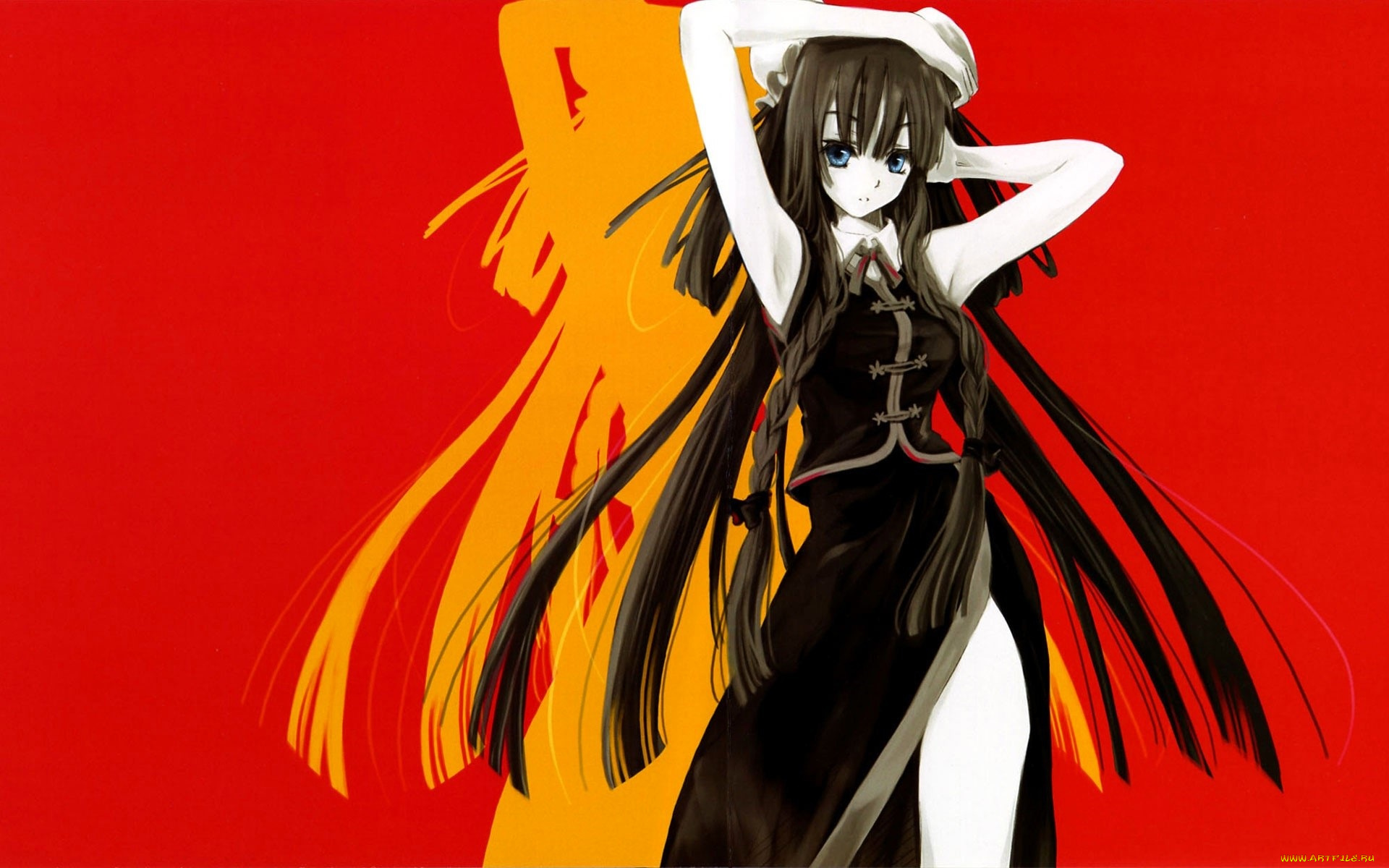 аниме, touhou, девушка, силуэт