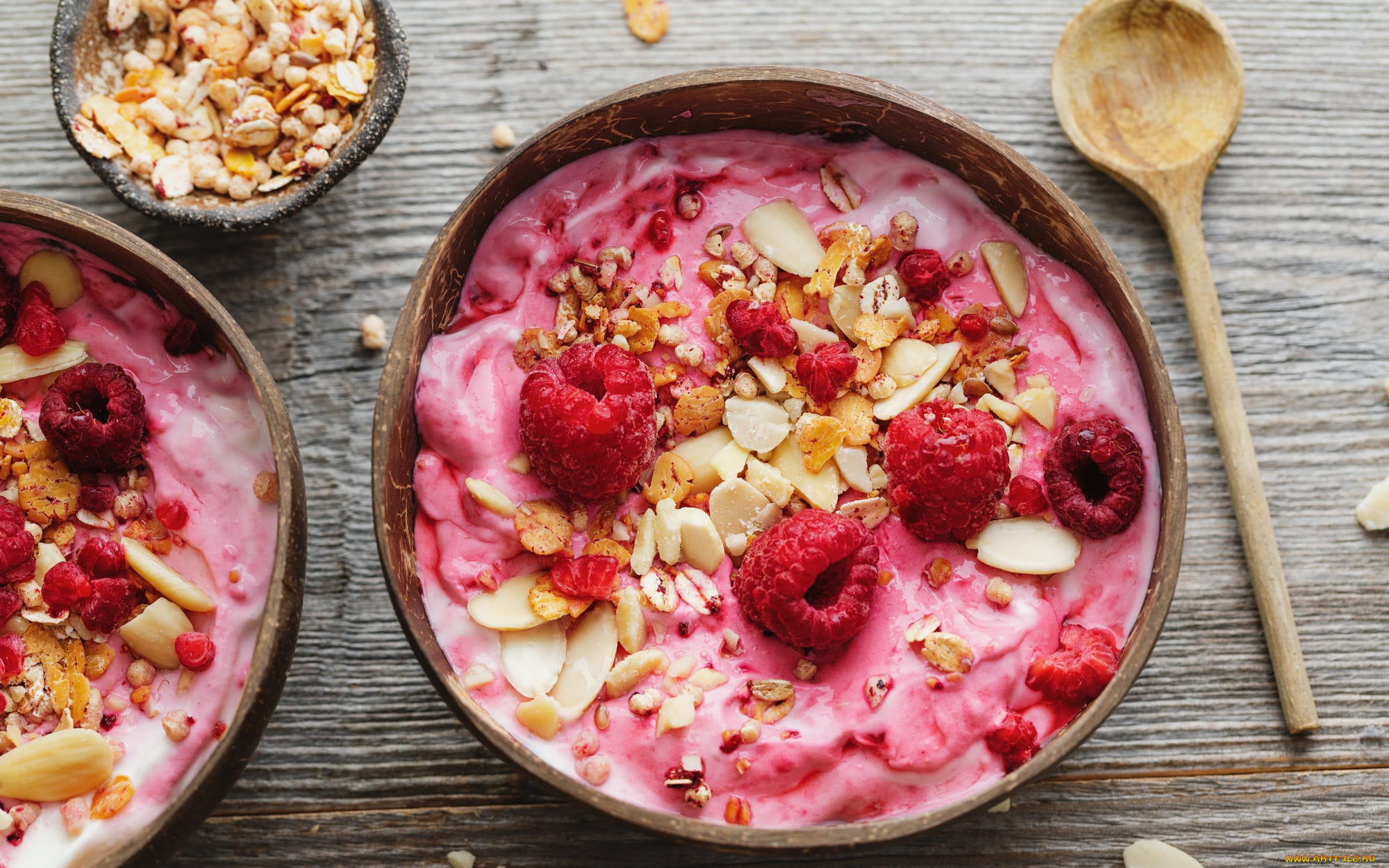 еда, мюсли, , хлопья, малина, орехи