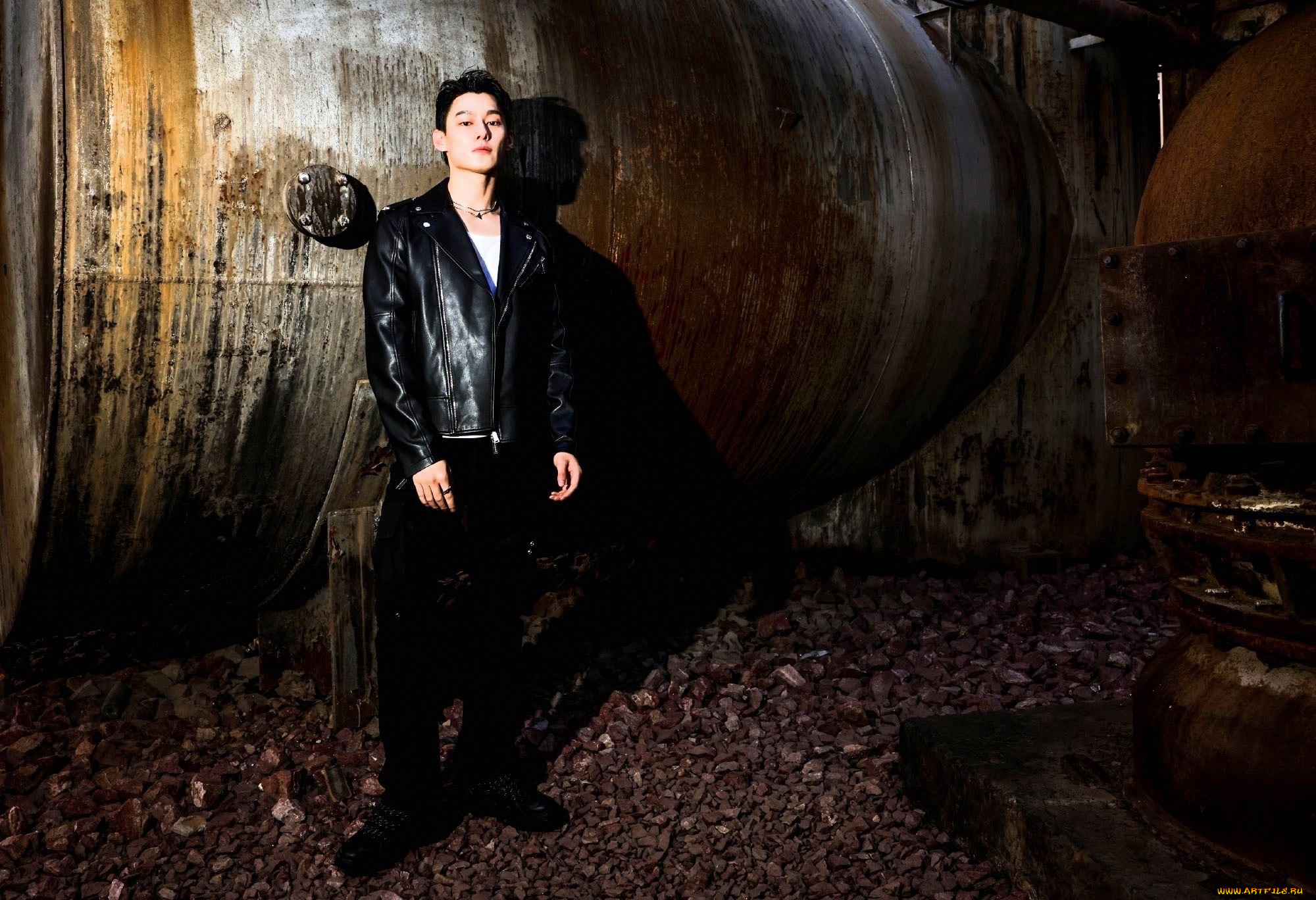 мужчины, wang, zhuocheng, актер, куртка, труба