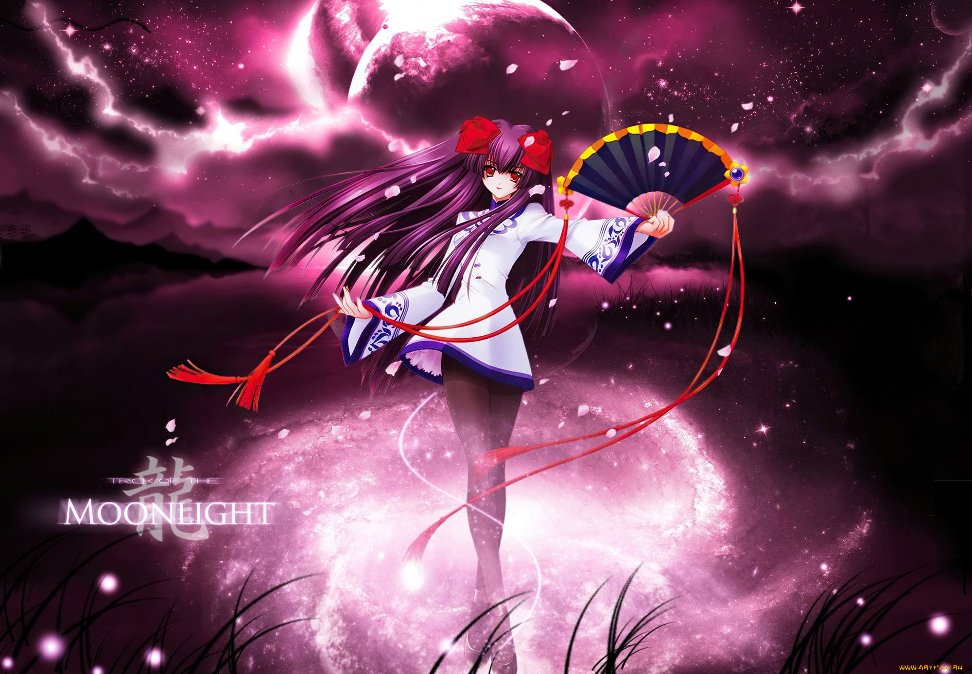 аниме, moonlight, lady, девочка, веер