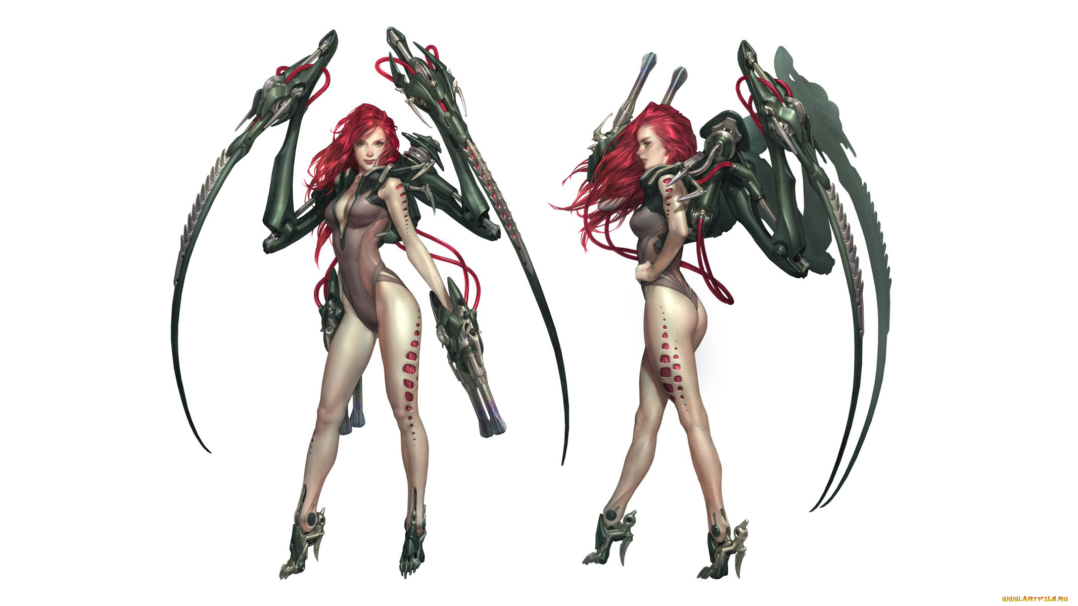 фэнтези, роботы, , киборги, , механизмы, девушка, с, оружием