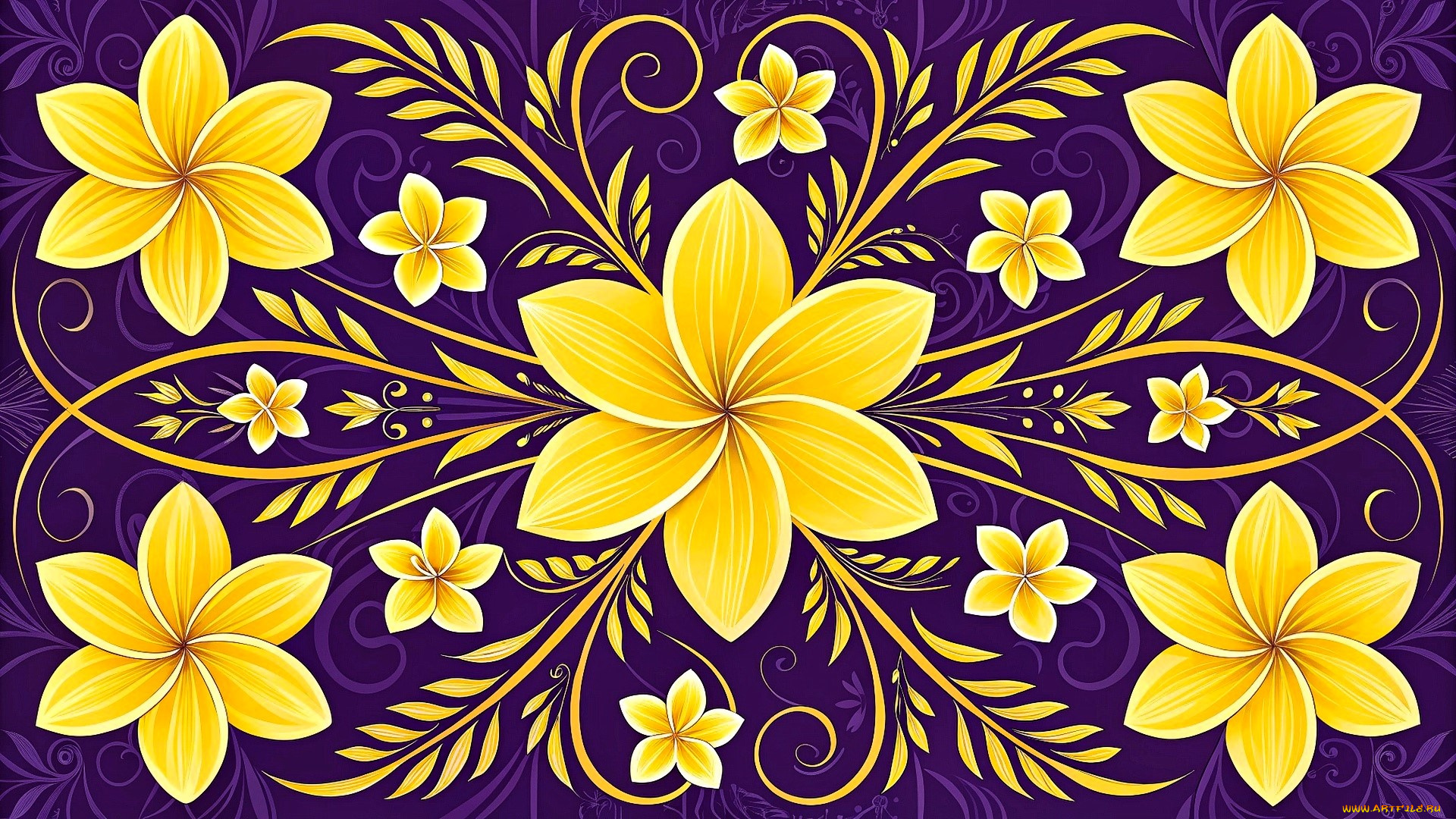 рисованное, цветы, узор