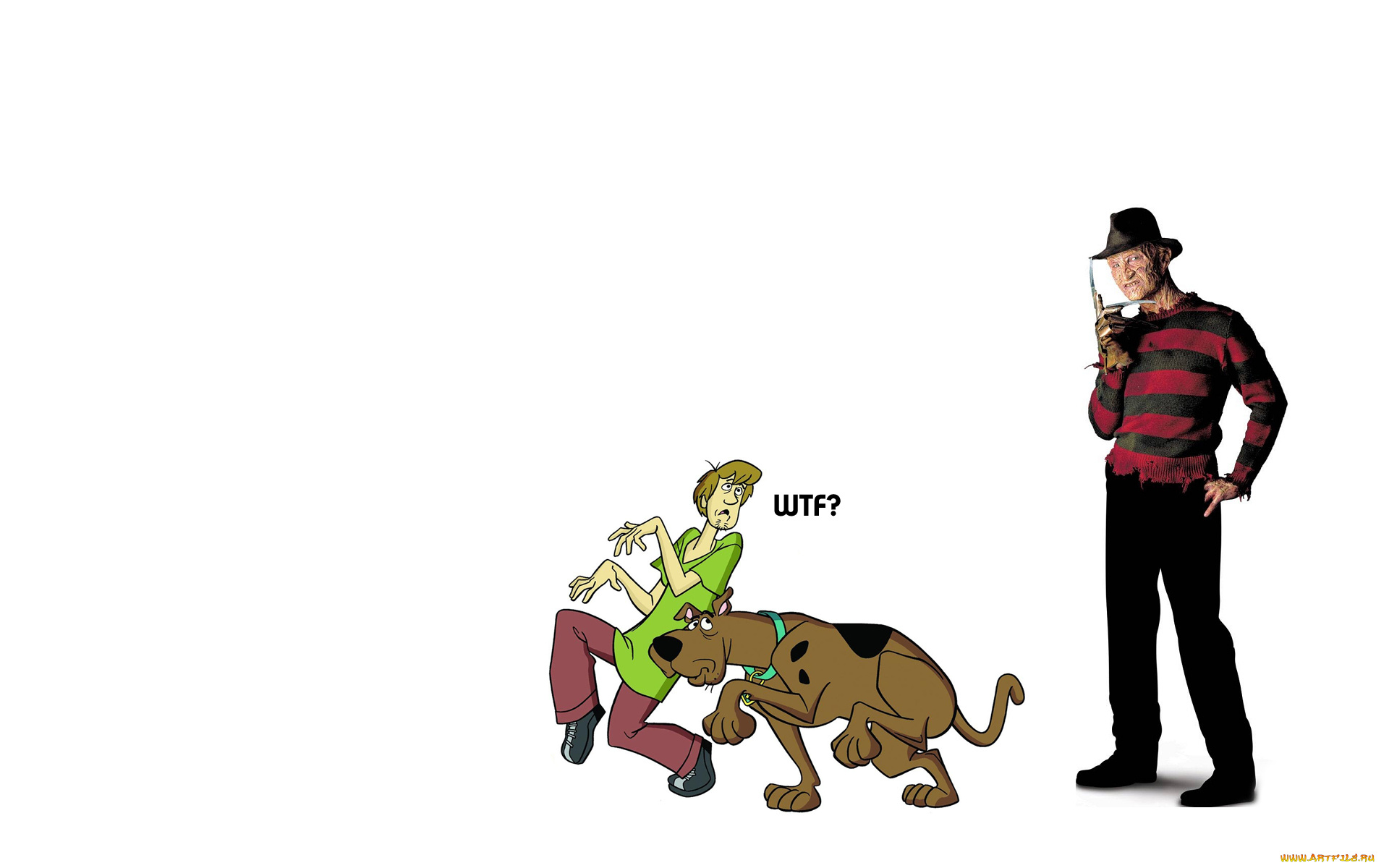 скуби, ду, против, фредди, крюгера, юмор, приколы, прикол, скуби-ду, scooby-doo, крюгер, кошмар, на, улице, вязов, надпись