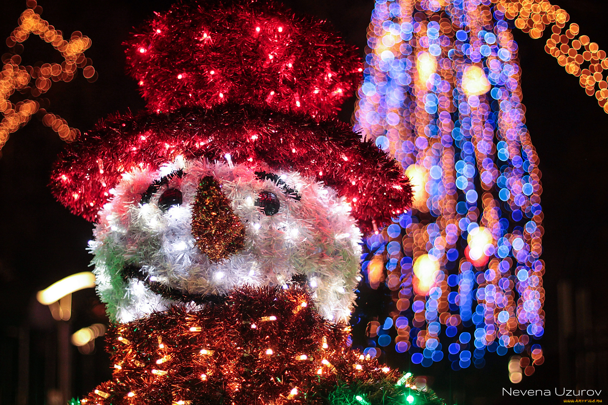 праздничные, снеговики, гирлянды, снеговик