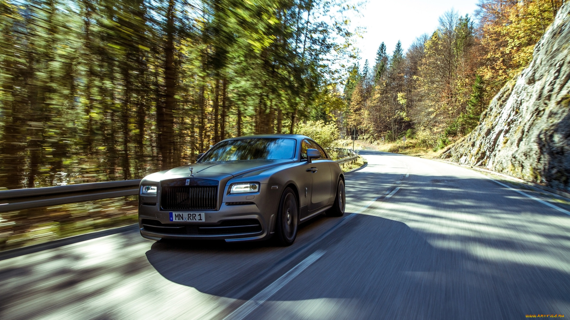 автомобили, rolls-royce, тюнинг, скорость, дорога, деревья, движение, spofec, wraith, rolls, royce, ройс, роллс