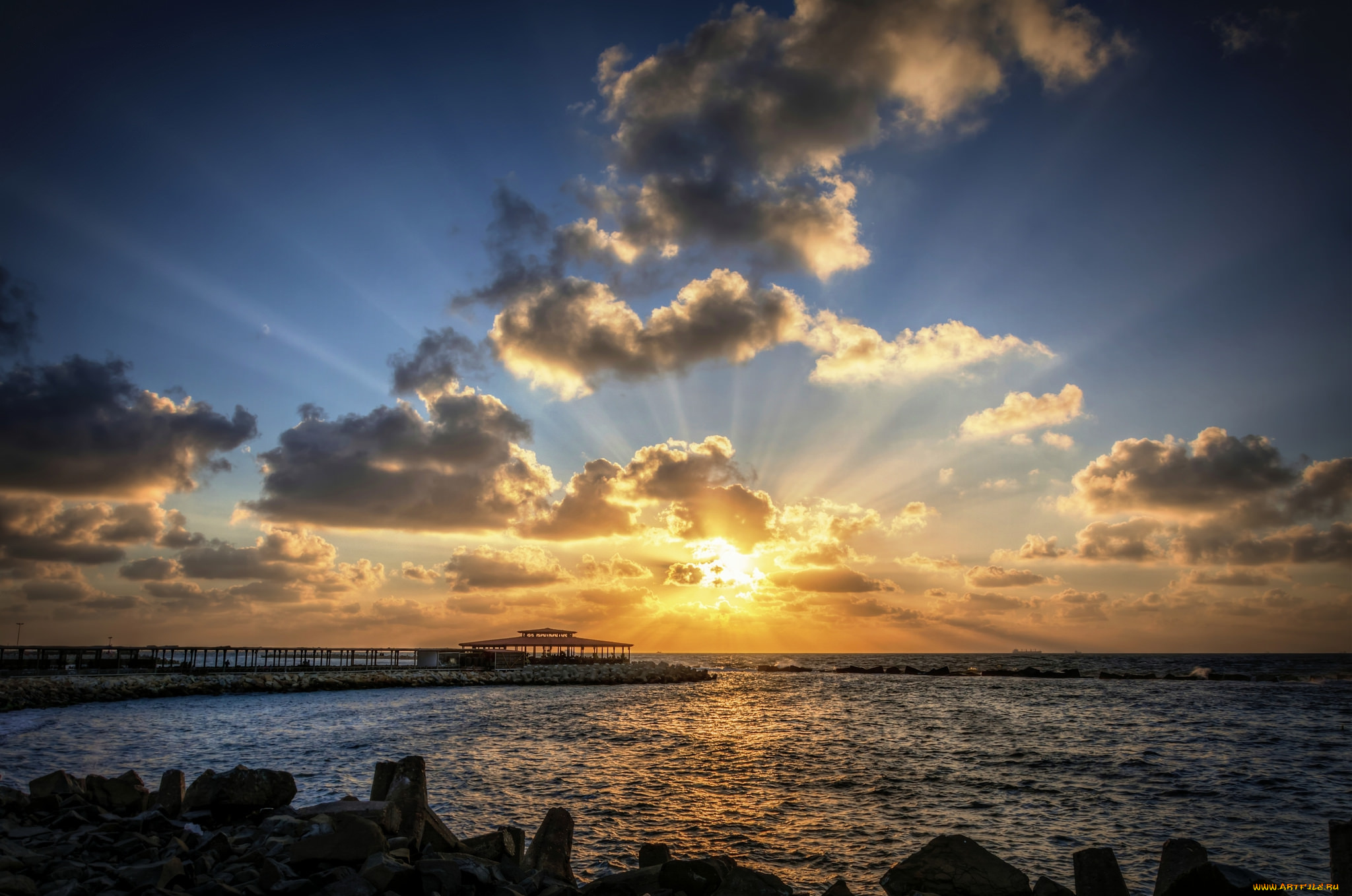 природа, восходы, закаты, солнце, тучи, побережье, океан