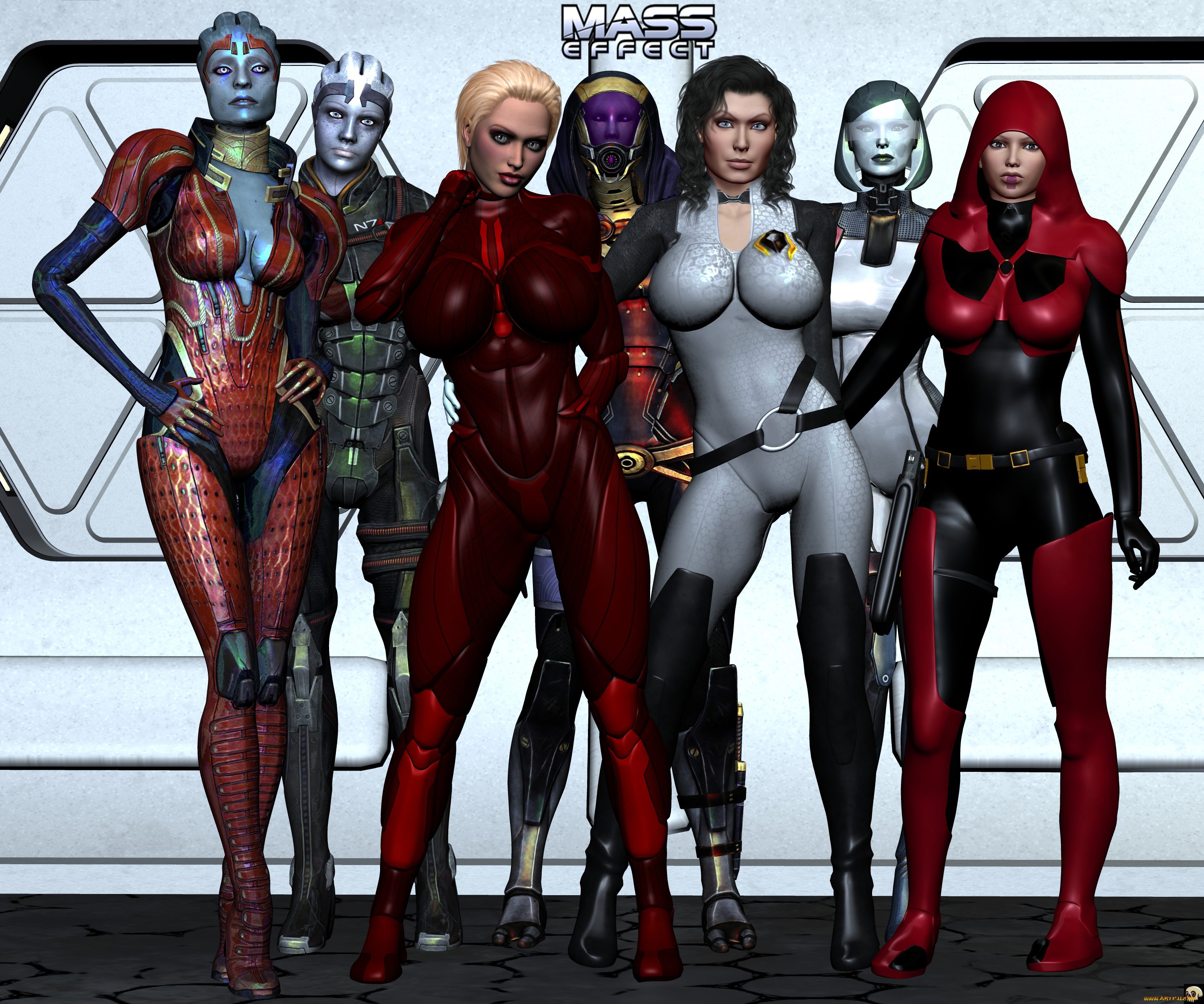 видео, игры, mass, effect, фон, взгляд, девушки