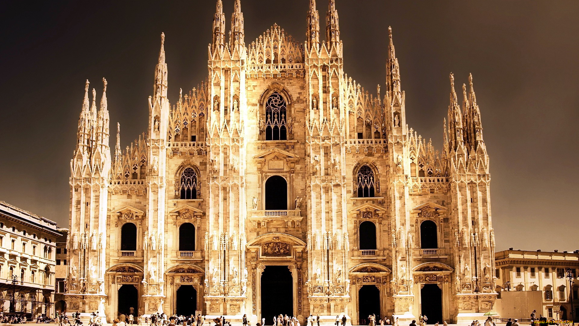 города, милан, , италия, собор