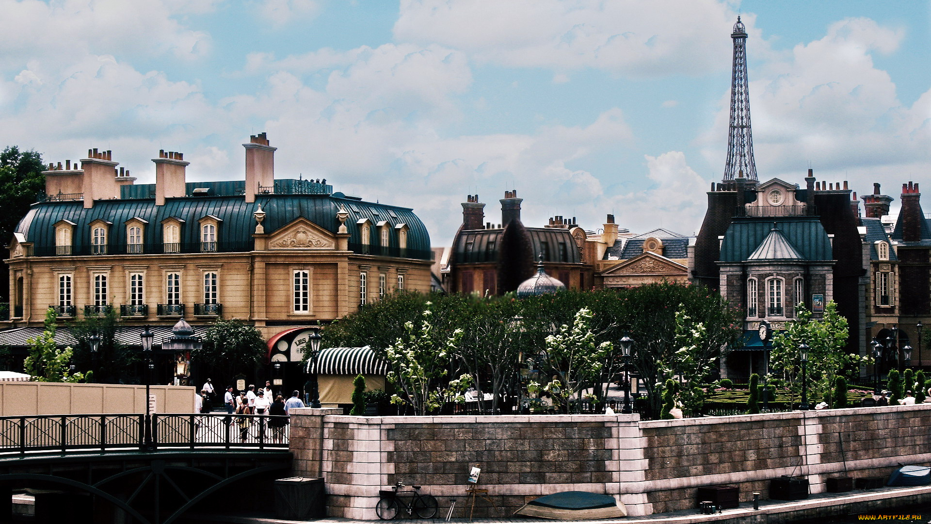 города, париж, , франция, мост, набережная