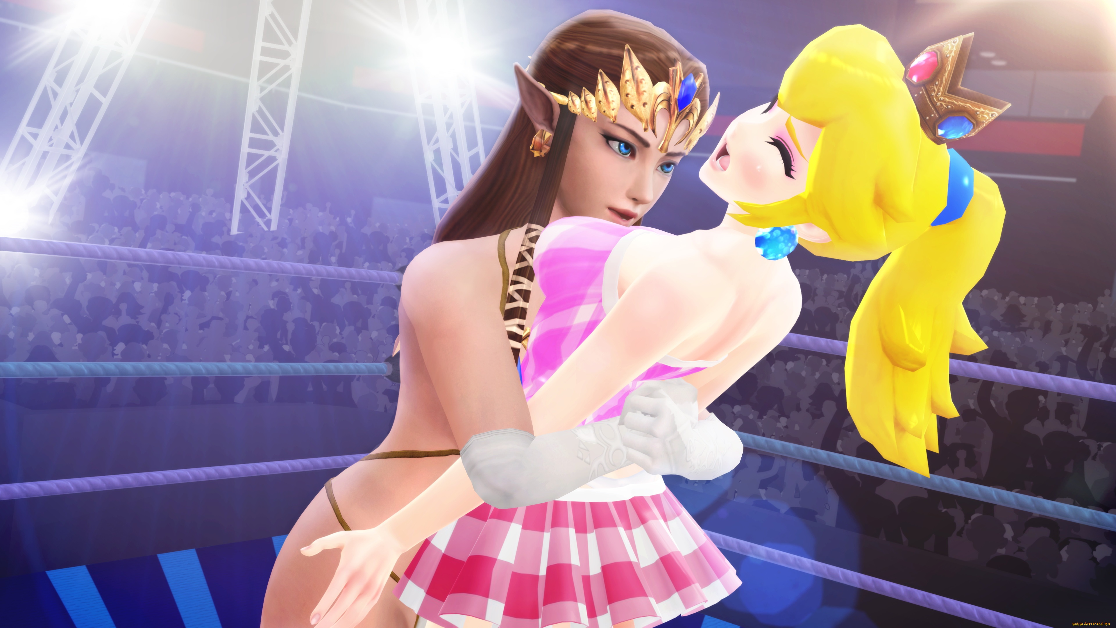 рисованное, комиксы, фон, ринг, девушки