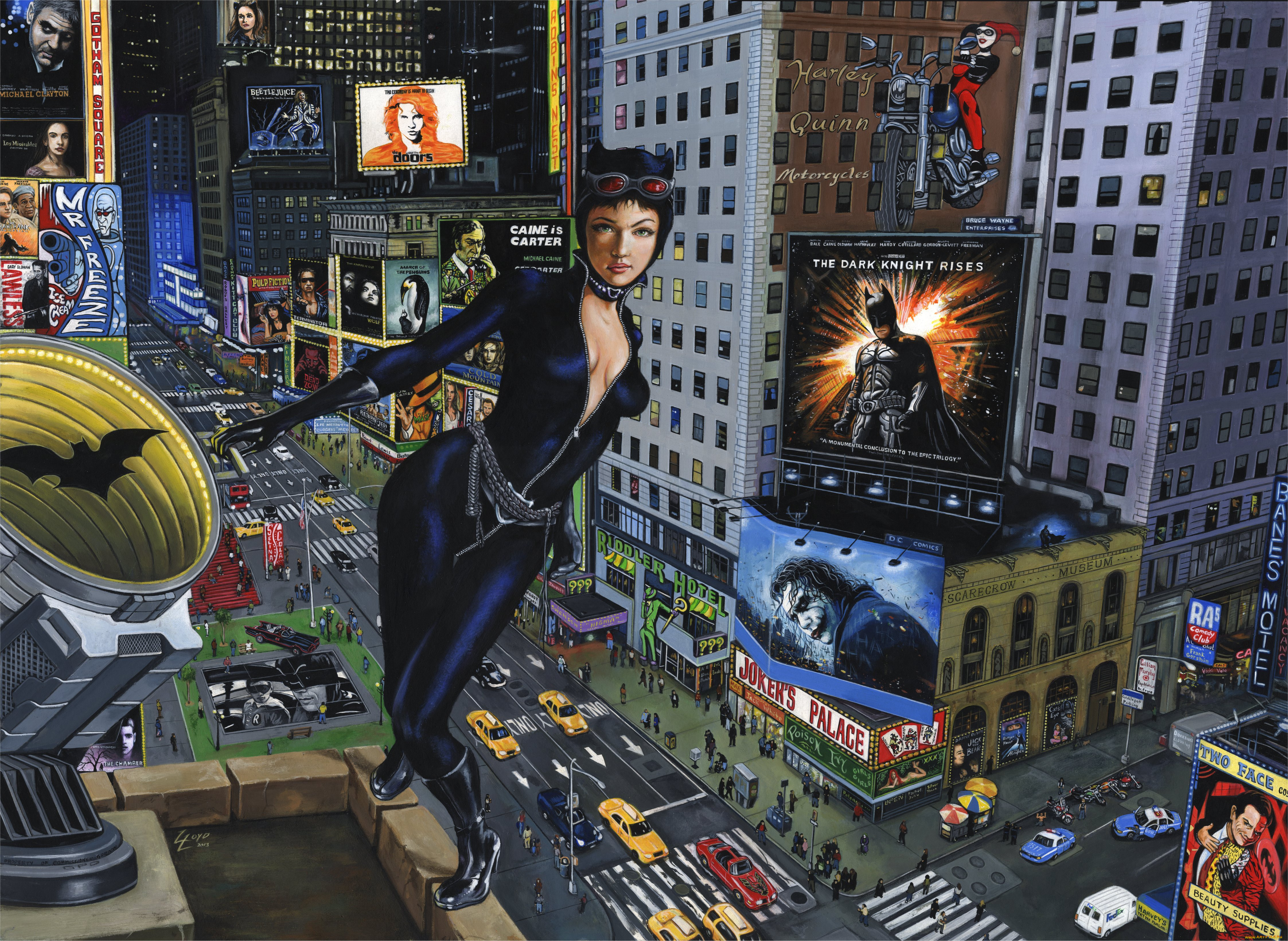 рисованное, комиксы, девушка, униформа, город, мужчина