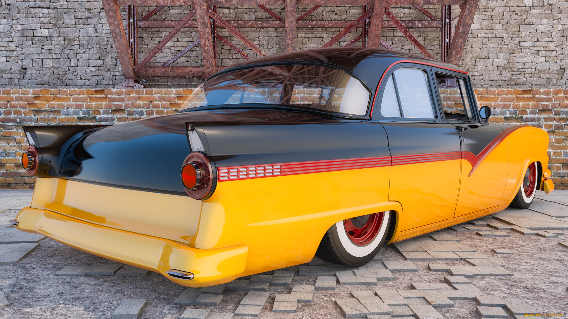 автомобили, 3д, ford, 1956, г