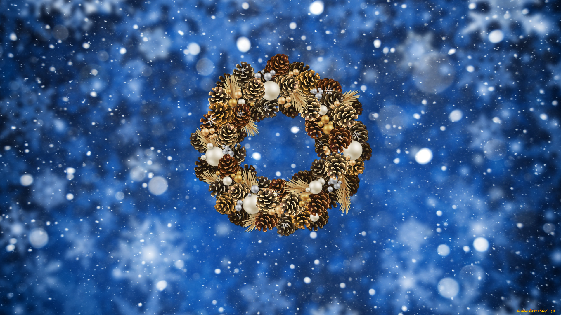 праздничные, векторная, графика, , новый, год, шишки, рождество, снег, снежинки, зима, минимализм, венок, праздник, новый, год, фон