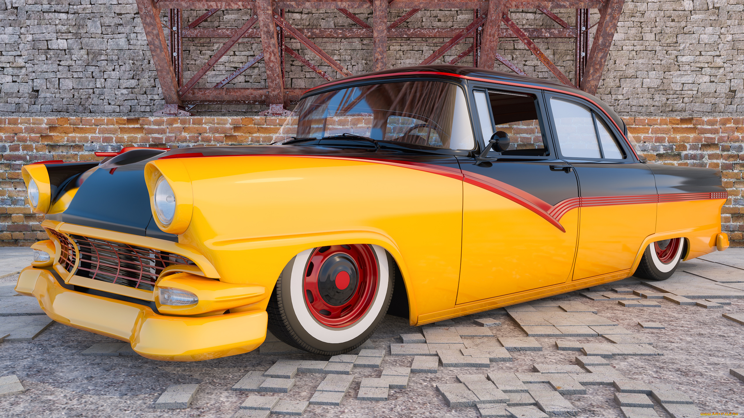 автомобили, 3д, ford, 1956, г