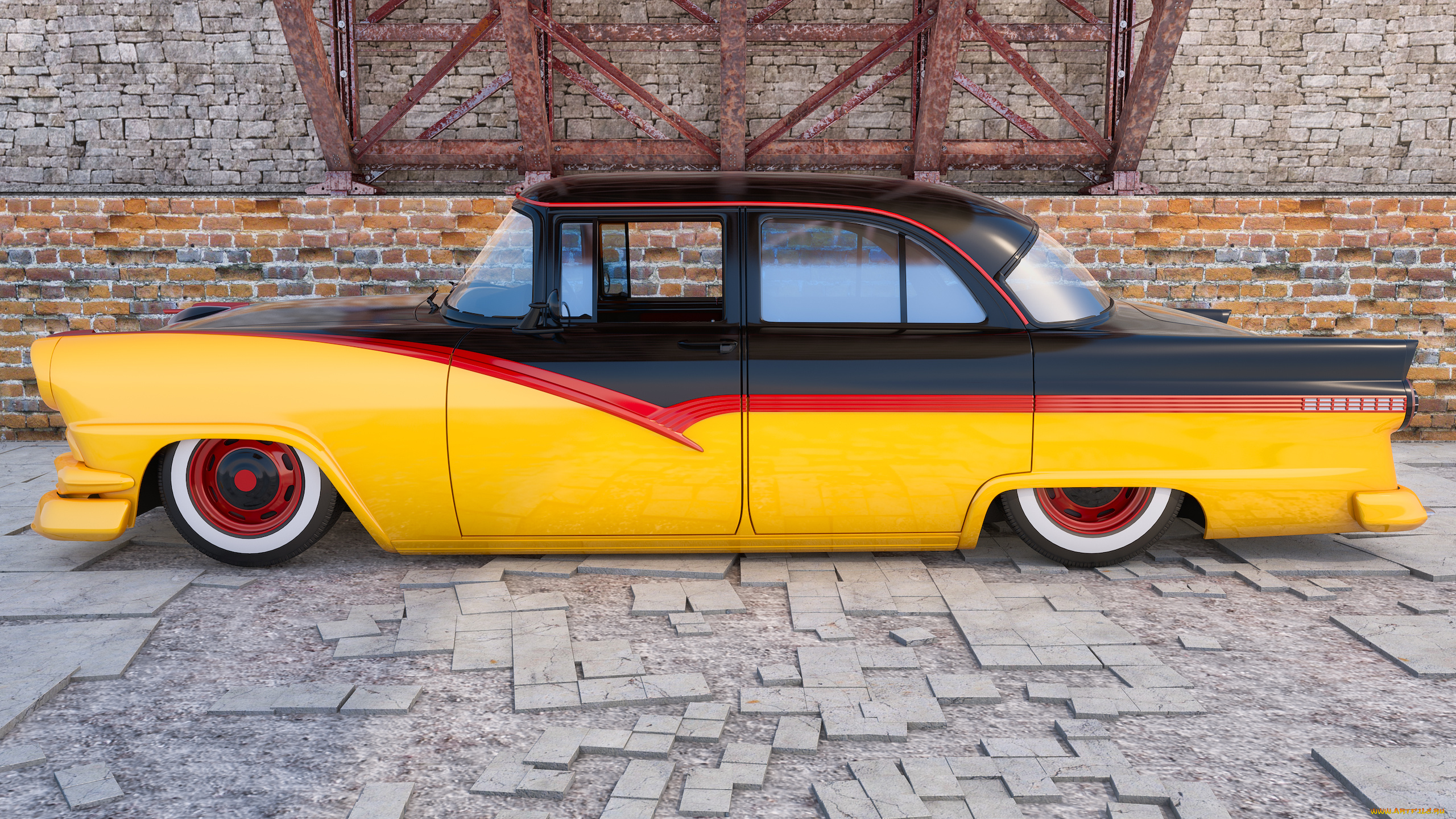 автомобили, 3д, ford, 1956, г