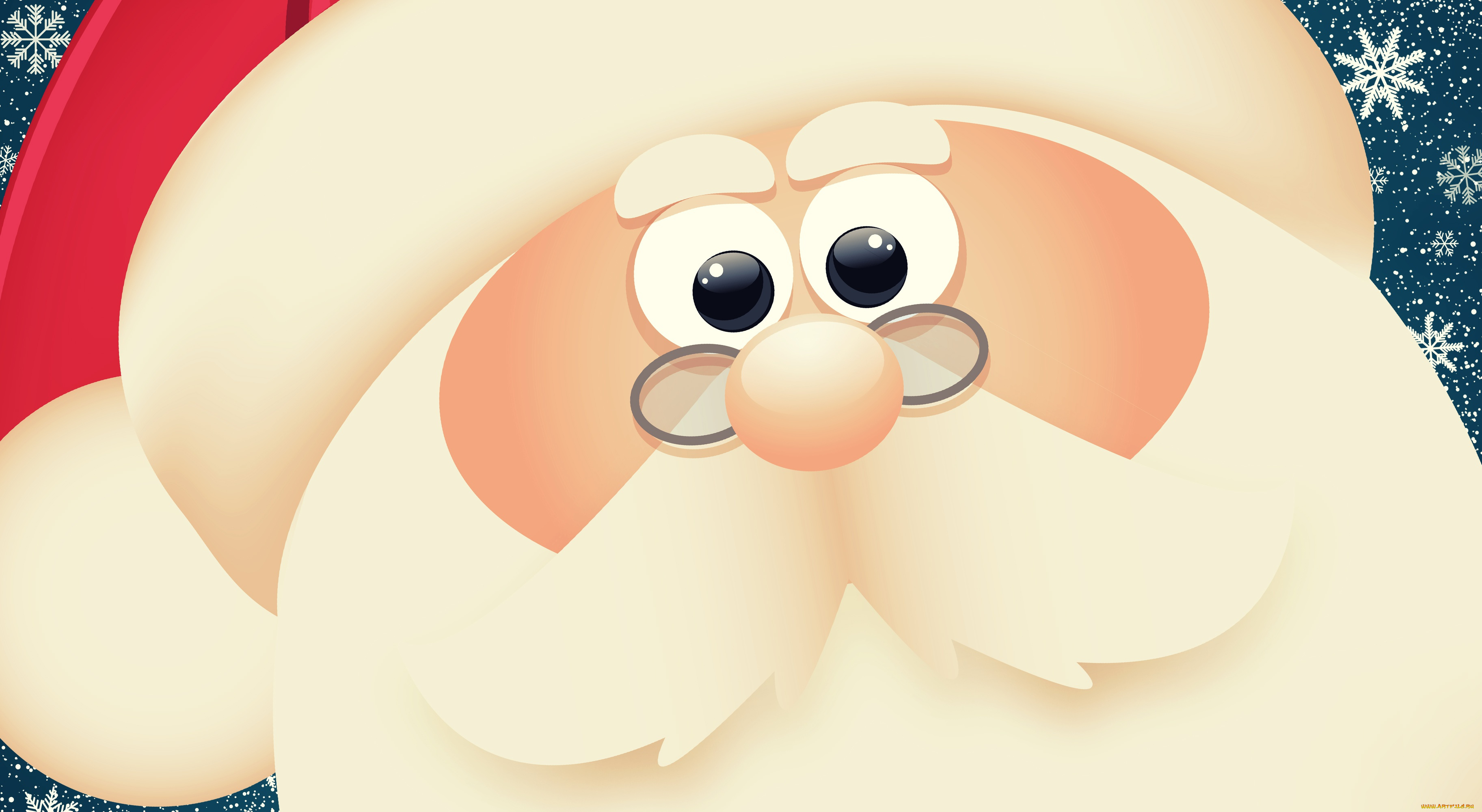 праздничные, векторная, графика, , новый, год, глаза, взгляд, лицо, санта-клаус, минимализм, борода, зима, рождество, фон, новый, год, праздник, санта, усы, снежинки, клаус