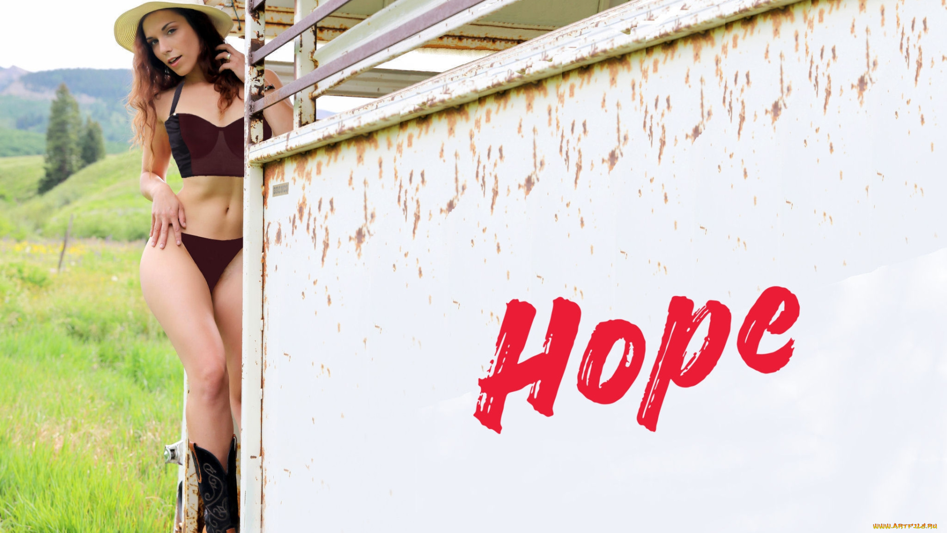 девушки, -, рыжеволосые, и, разноцветные, надпись